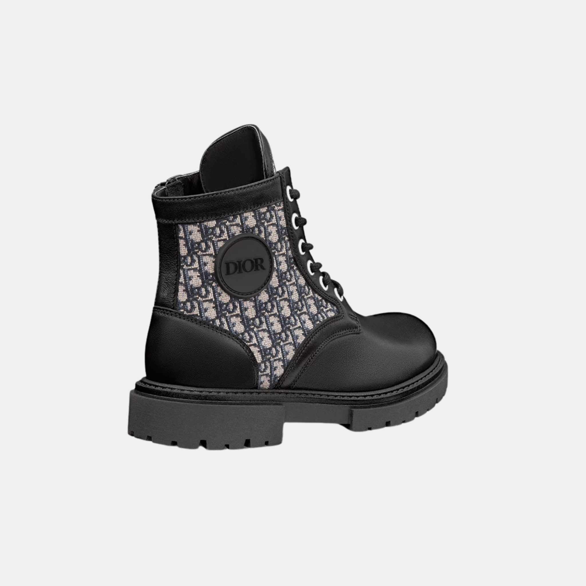 Dior Kids Explorer Ankle Boot in Black Calfskin and Oblique Jacquard, Back View