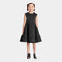 Dior Kids Flared Dress Black Macrocannage Technical Fabric, Model