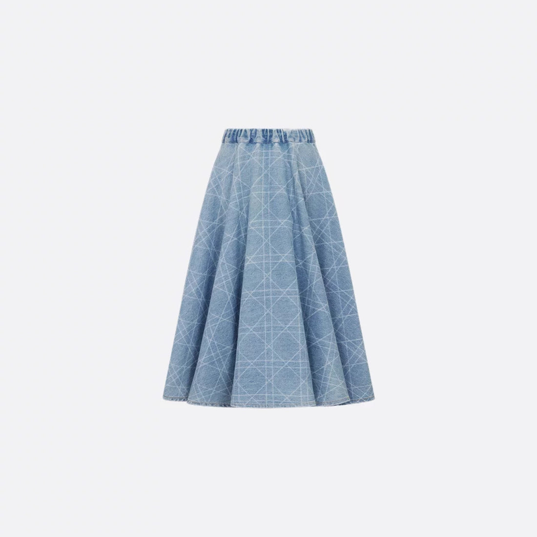 تنورة Dior Kids متسعة زرقاء من دنيم قطن Cannage، من الخلف