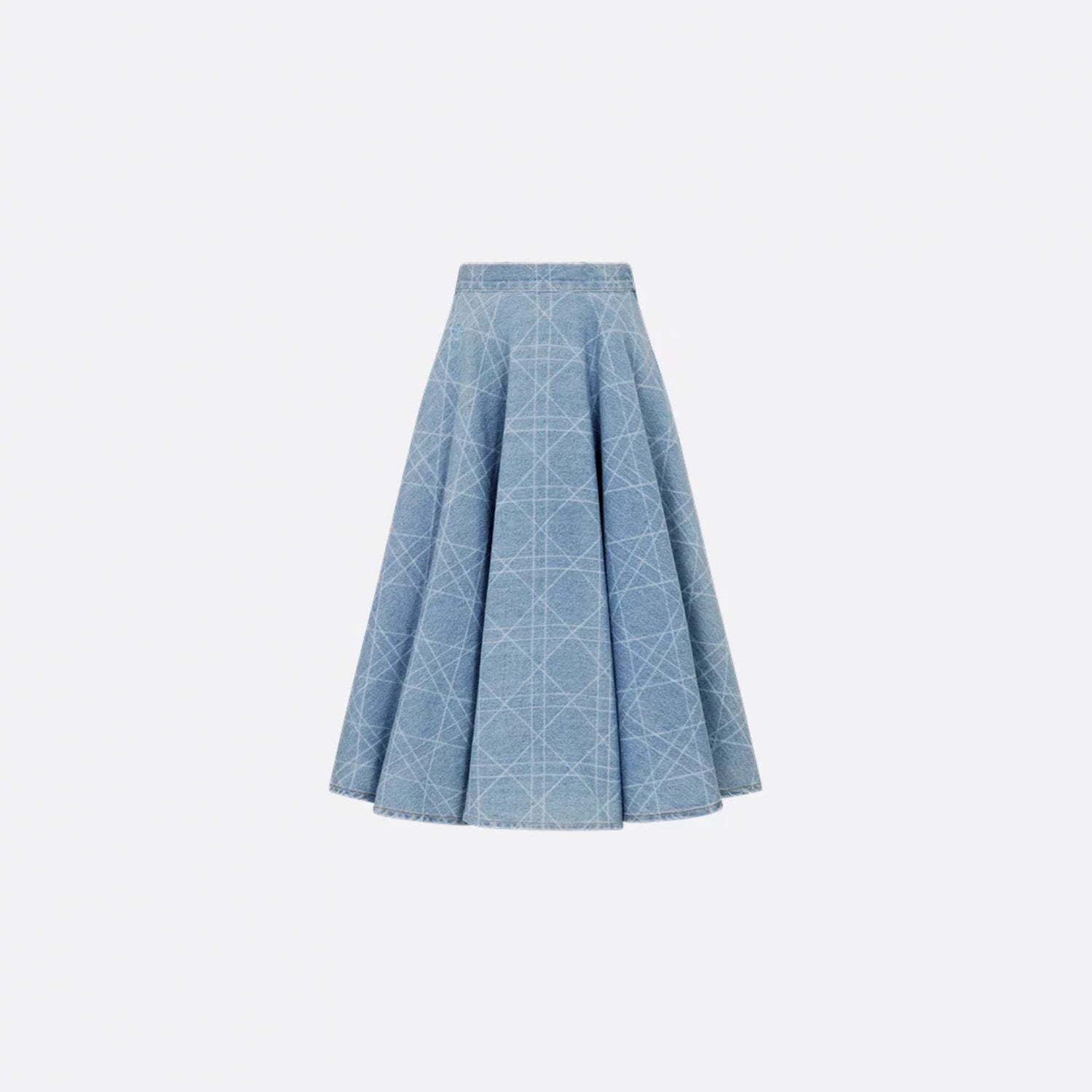 Dior Kids Flared Skirt Blue Cannage Cotton Denim, Front