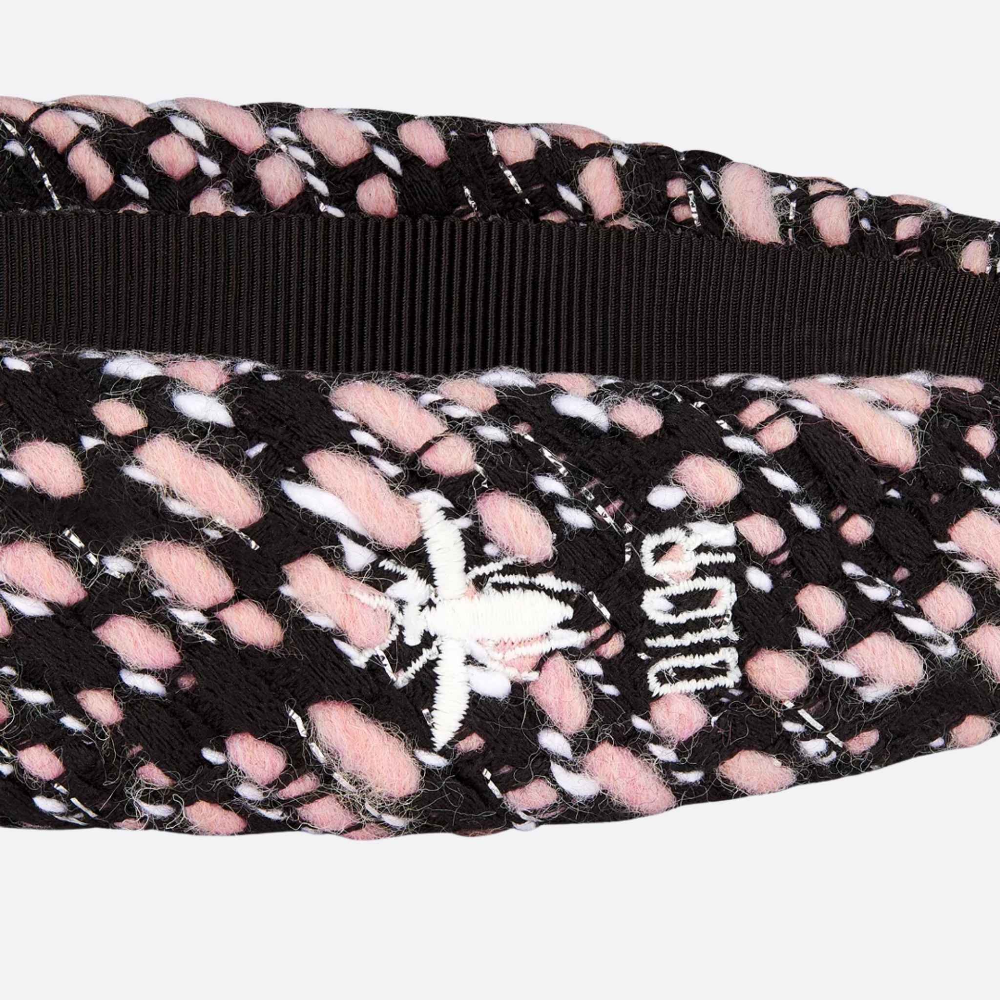 Dior Kids Headband Black Pink and Silver Tone Tweed, Close View