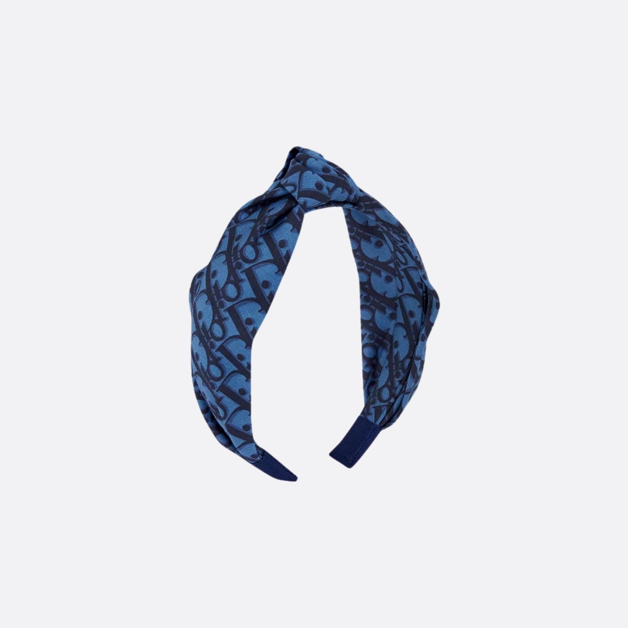 Dior Kids Headband Blue Dior Oblique Cotton Poplin, SideView