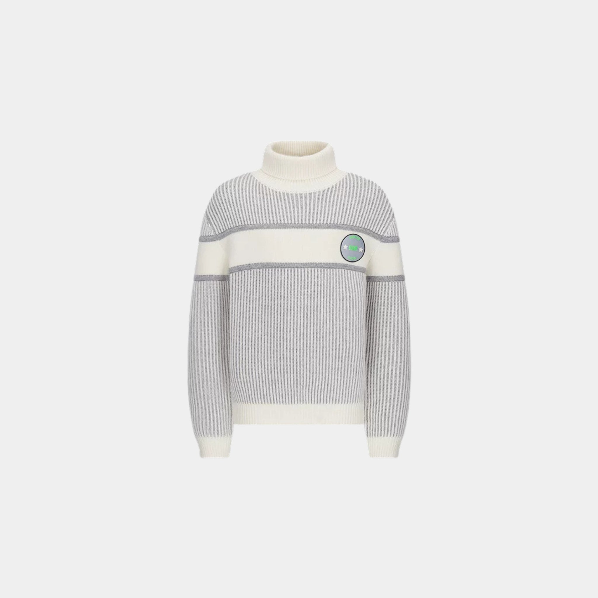 Dior Kids Heathered Gray &amp; Ivory Wool-Cashmere Blend Sweater, Front