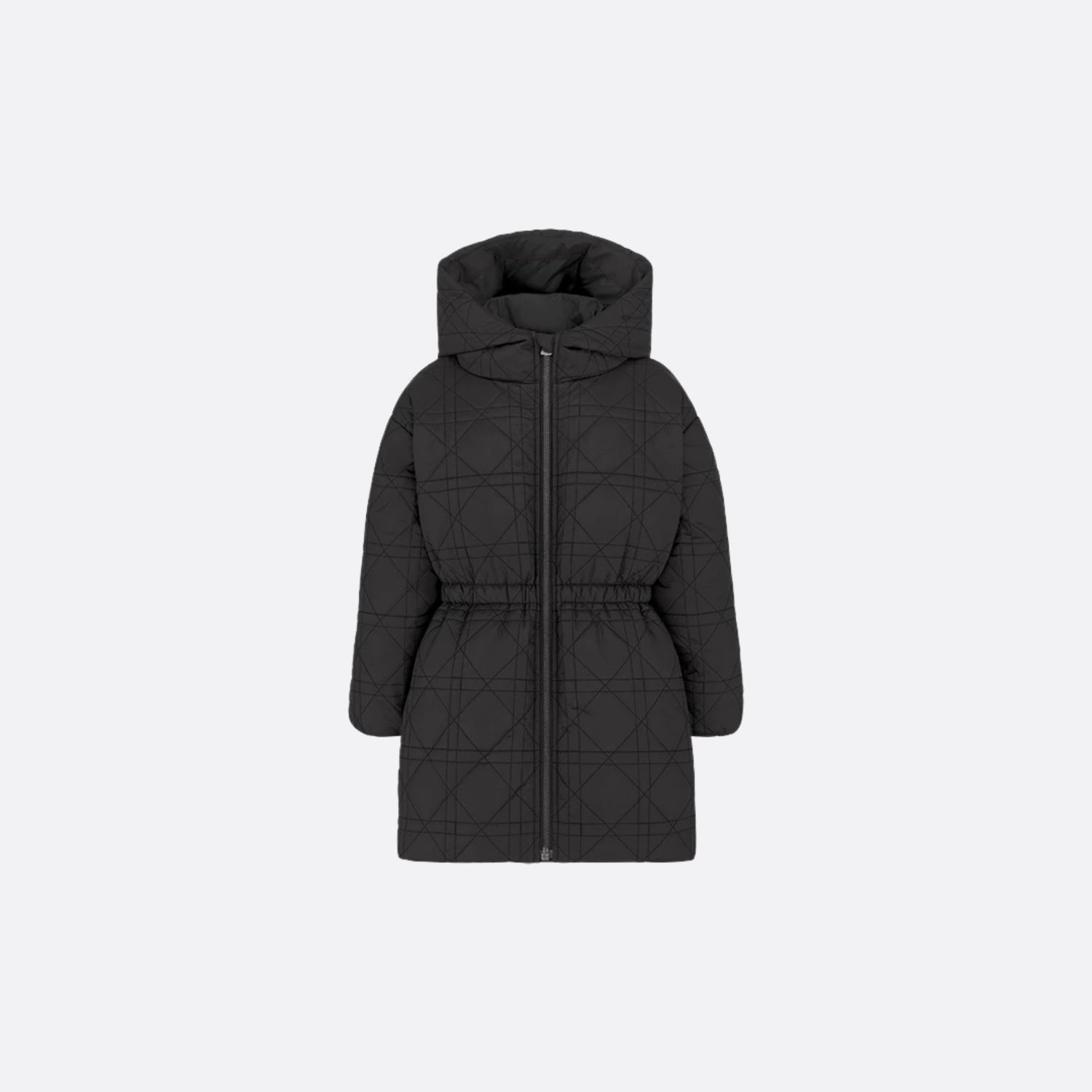 Dior Kids Hooded Down Jacket Black Cannage Technical Fabric, Front View