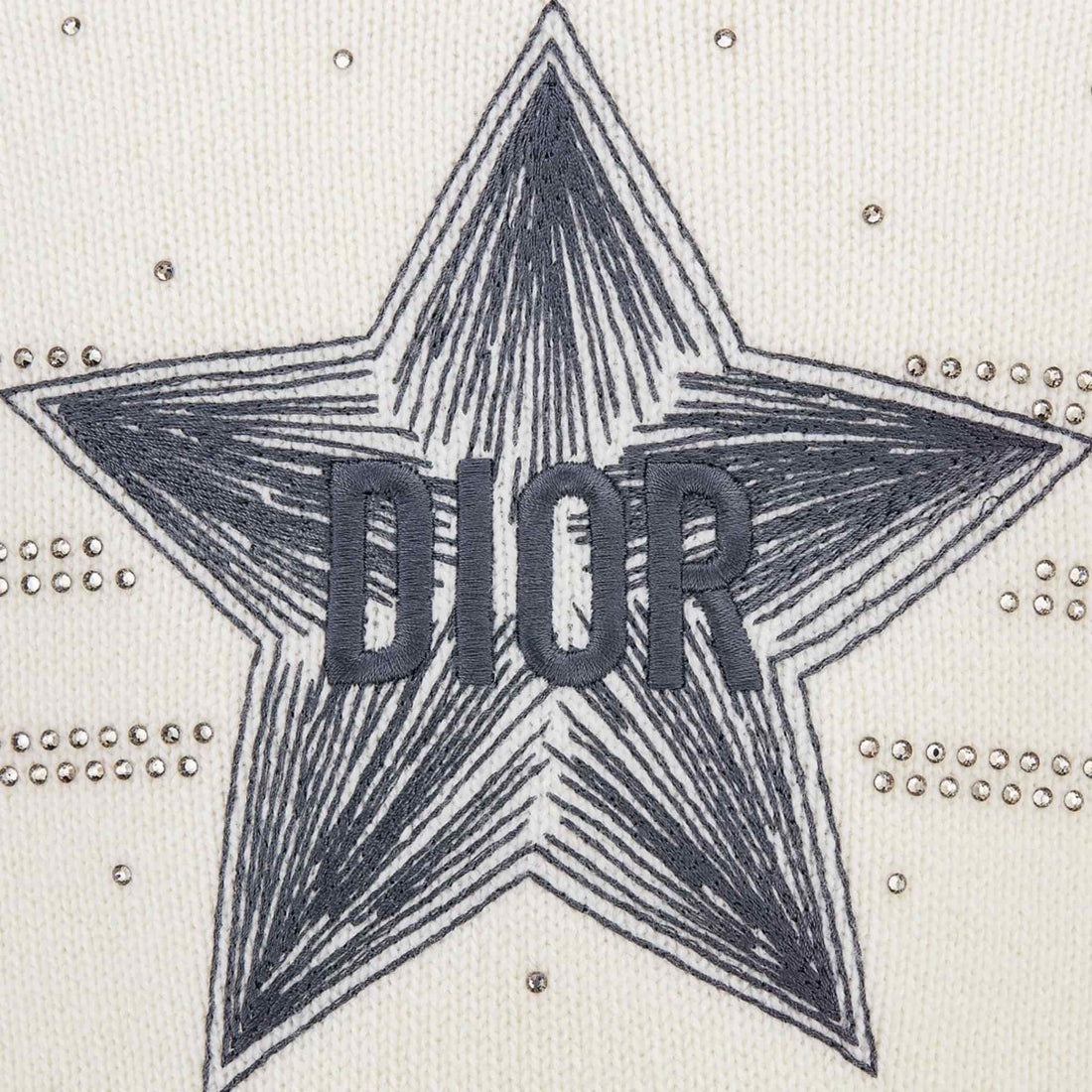 كنزة Dior Kids محبوكة من الصوف بقبعة، عاجي، شعار