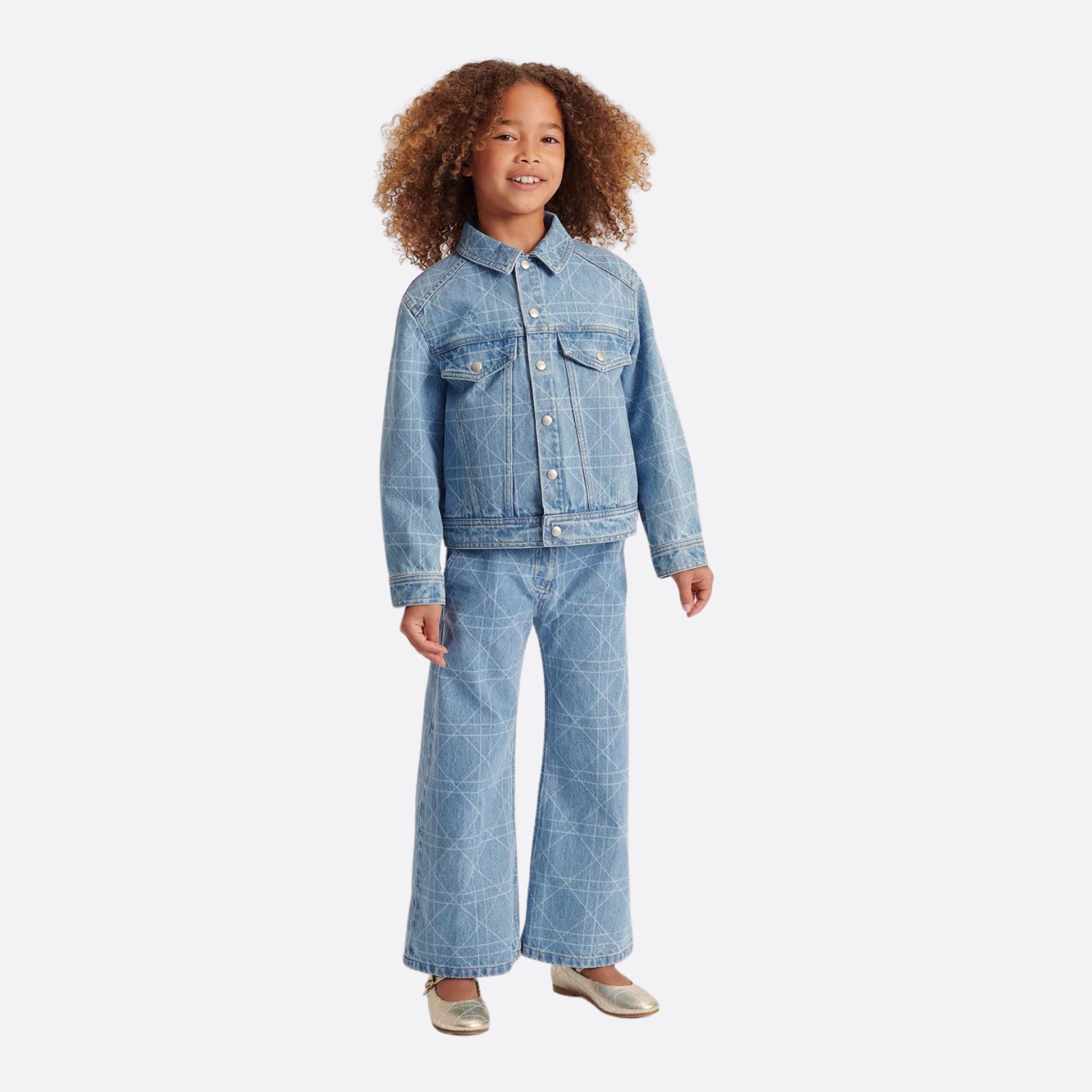 Dior Kids Jacket Blue Cannage Cotton Denim, Model, Front