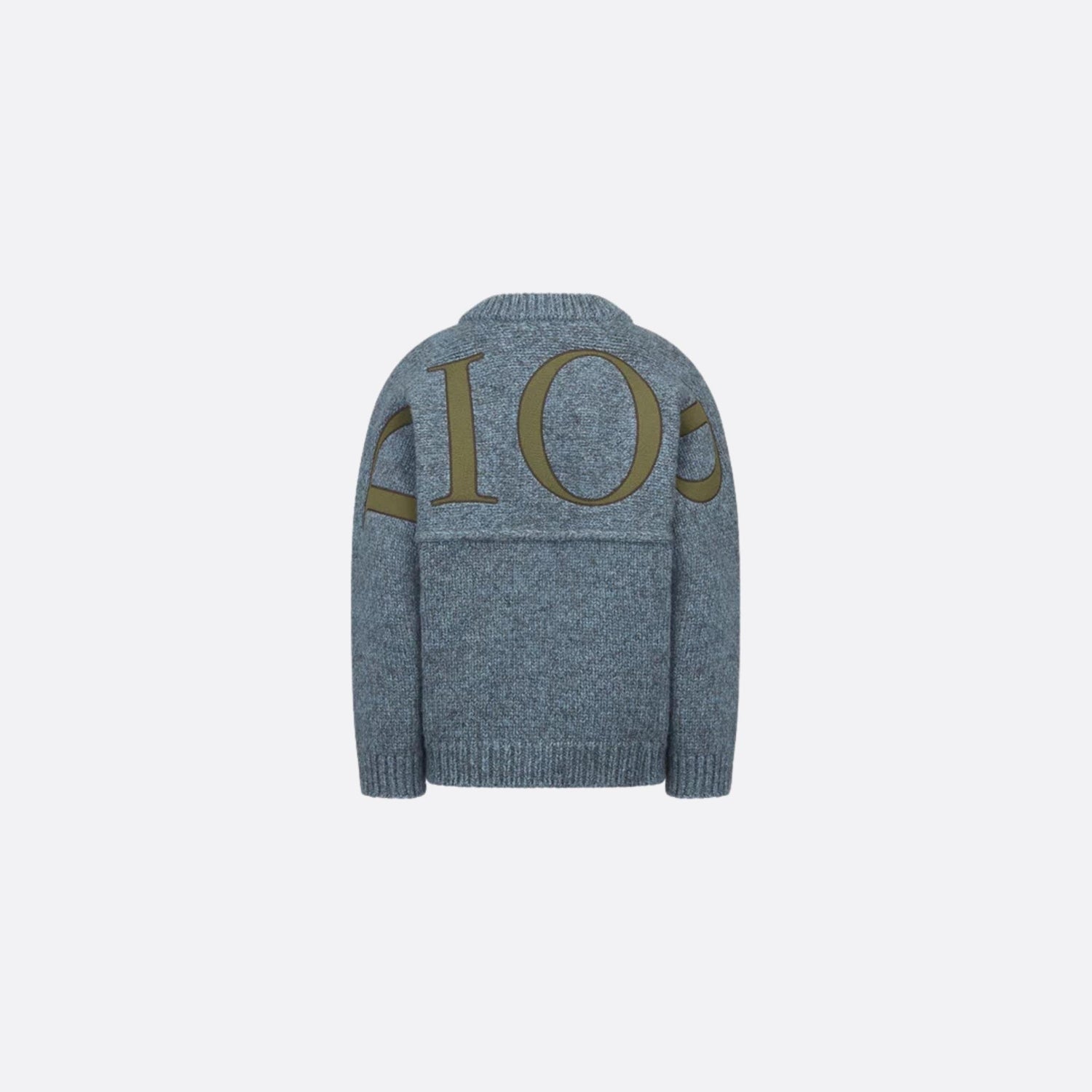 Dior Kids Jacket Gray-Blue Wool Mouliné Knit, BackView