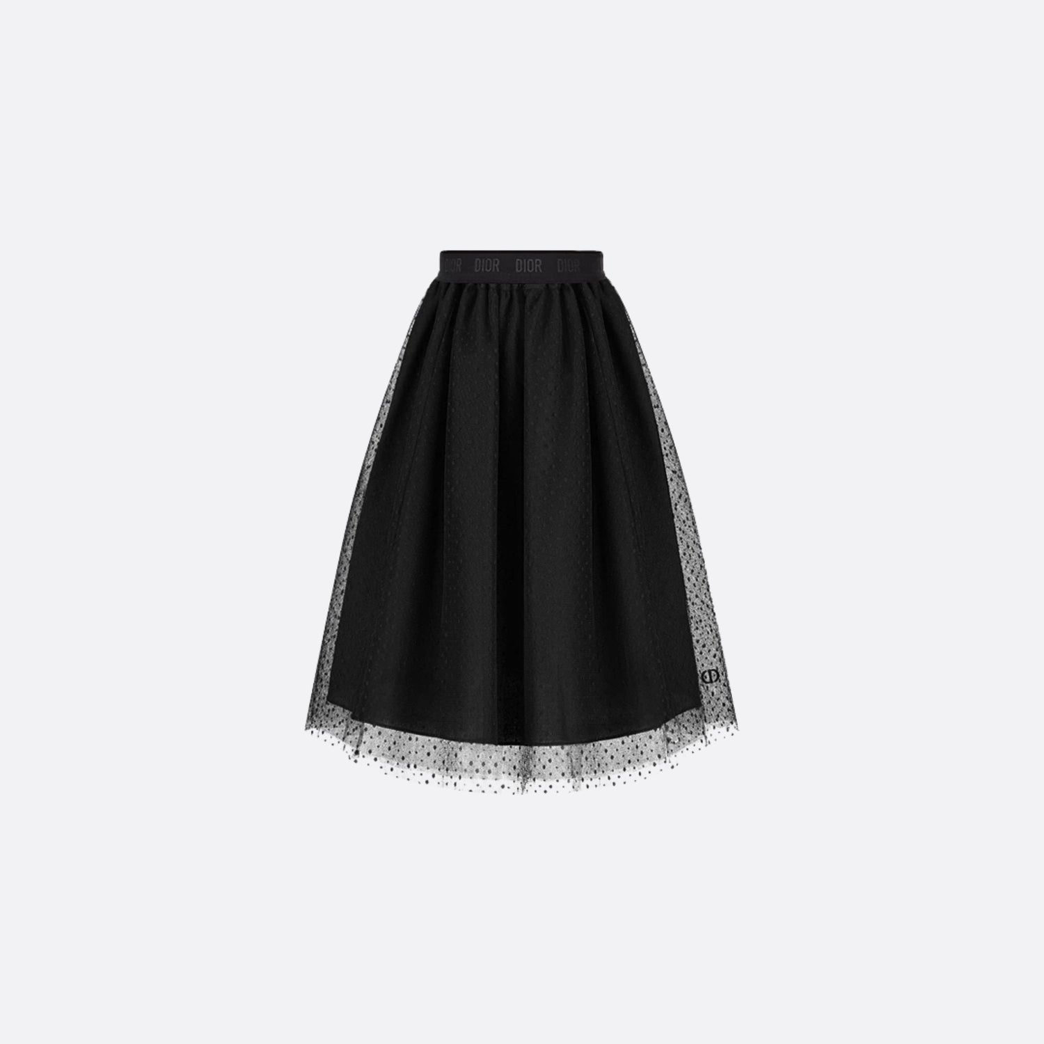 Dior Kids Long Skirt Black Plumetis Tulle, Front View