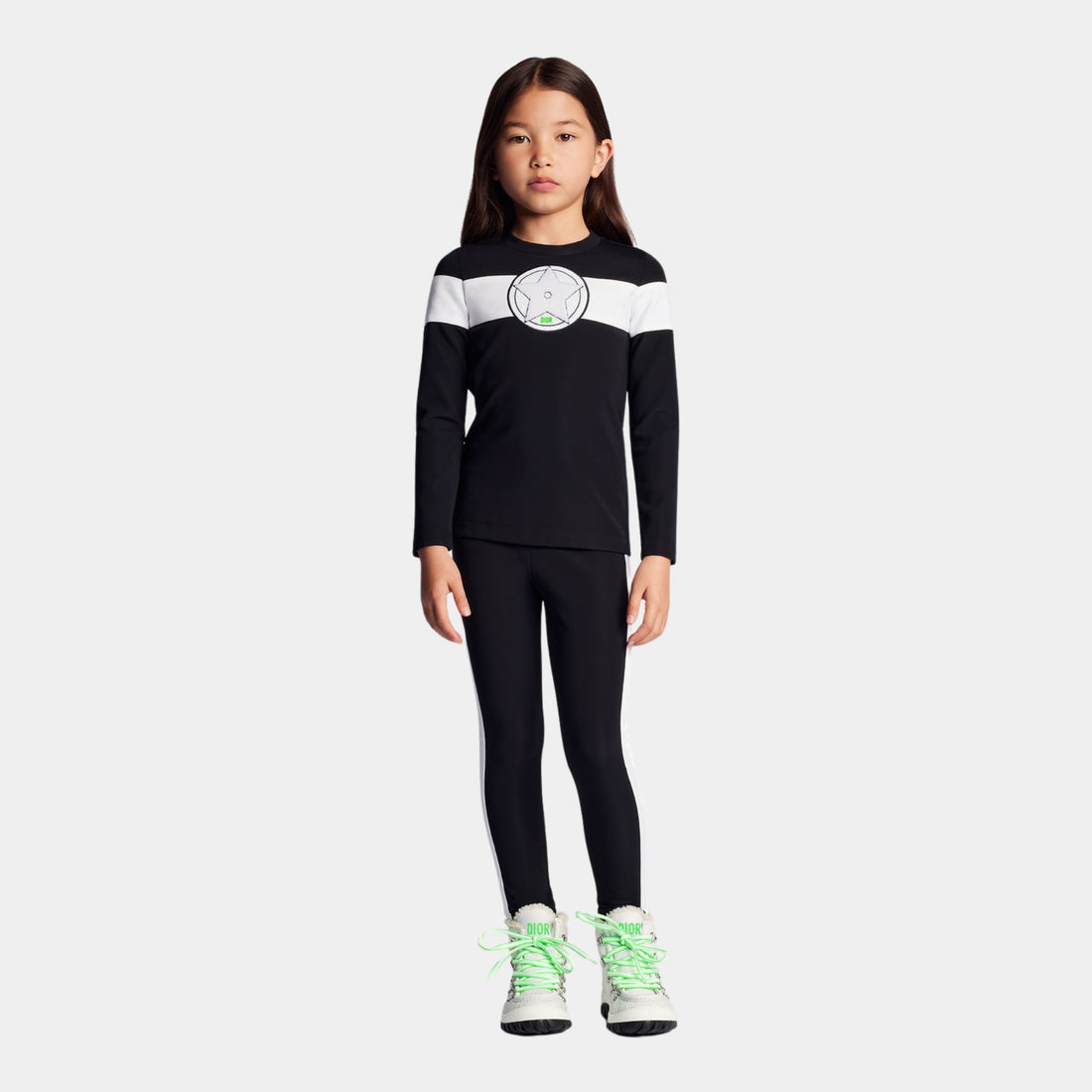 Dior Kids Long-Sleeved T-Shirt Black &amp; White Technical Jersey, Model