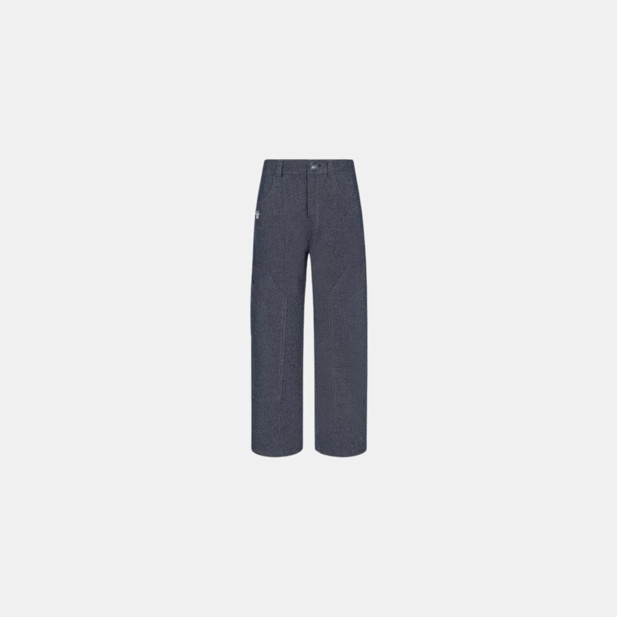 Dior Kids Loose Pants Blue Denim-Effect Cotton Gabardine, Front