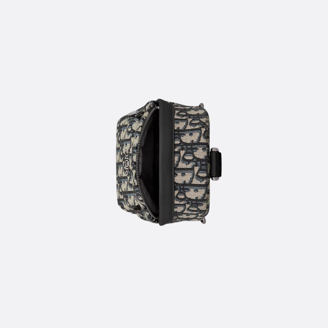 حقيبة كتف نانو Rider للأطفال من Dior بلون بيج وأزرق بنقشة Dior Oblique Jacquard، من الأعلى