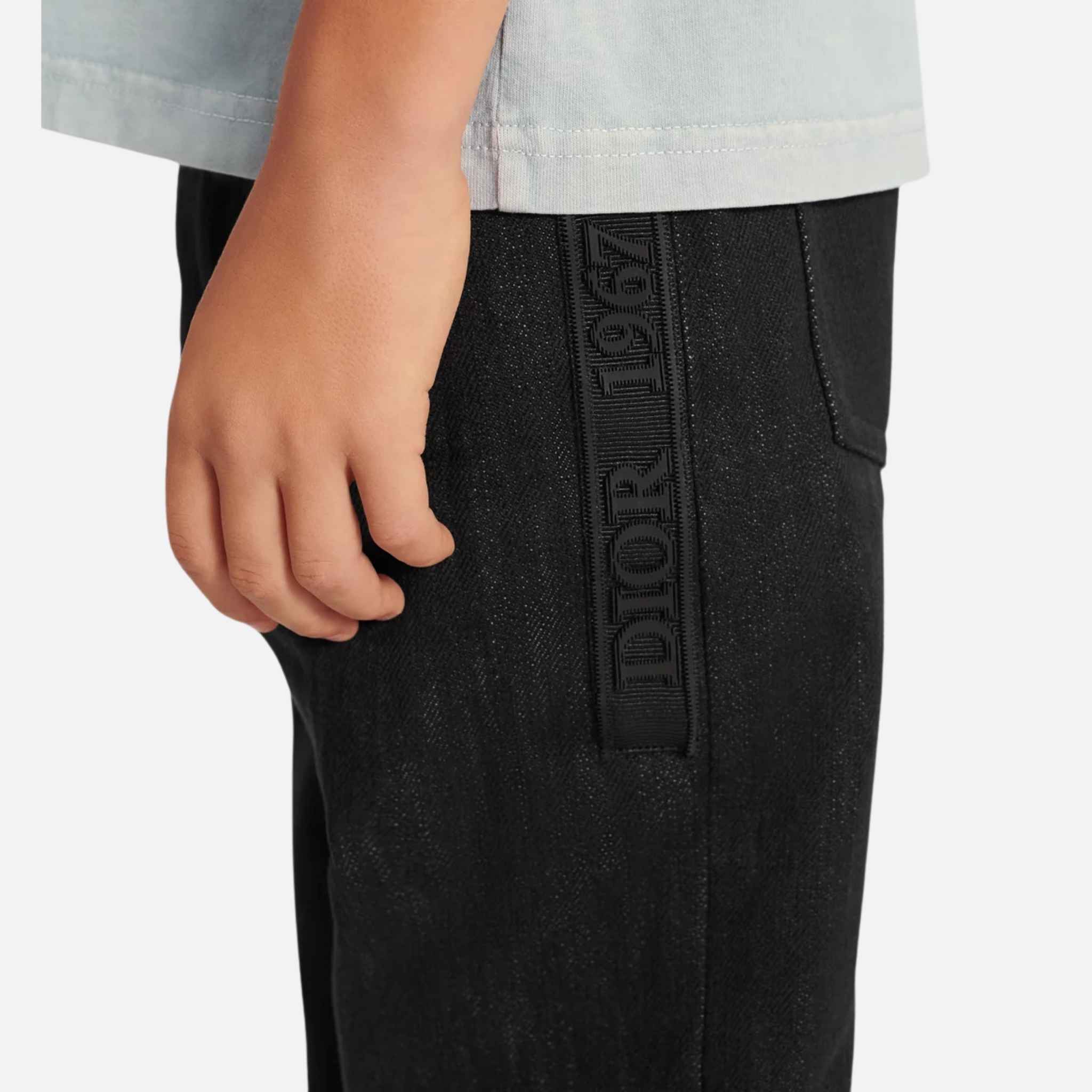 Dior Kids Pants Anthracite Gray Denim-Effect Cotton Gabardine, Closeup