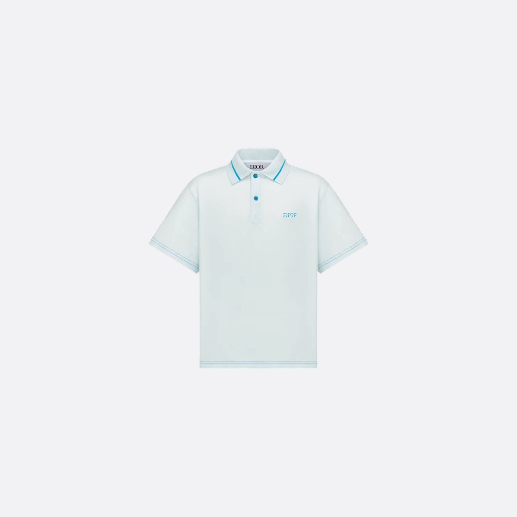 Dior Kids Polo Shirt Gray-Blue Cotton Jersey, Front