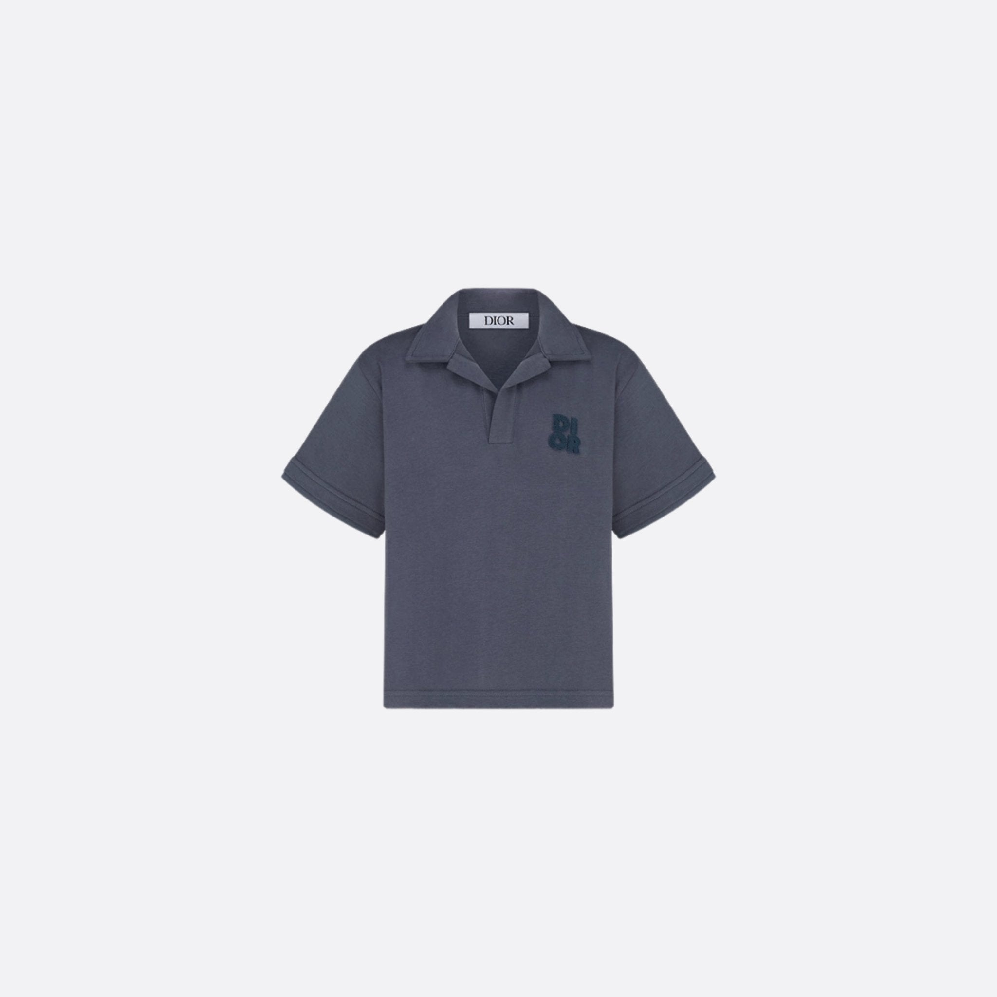 Dior Kids Polo Shirt Navy Blue Cotton Jersey, Front