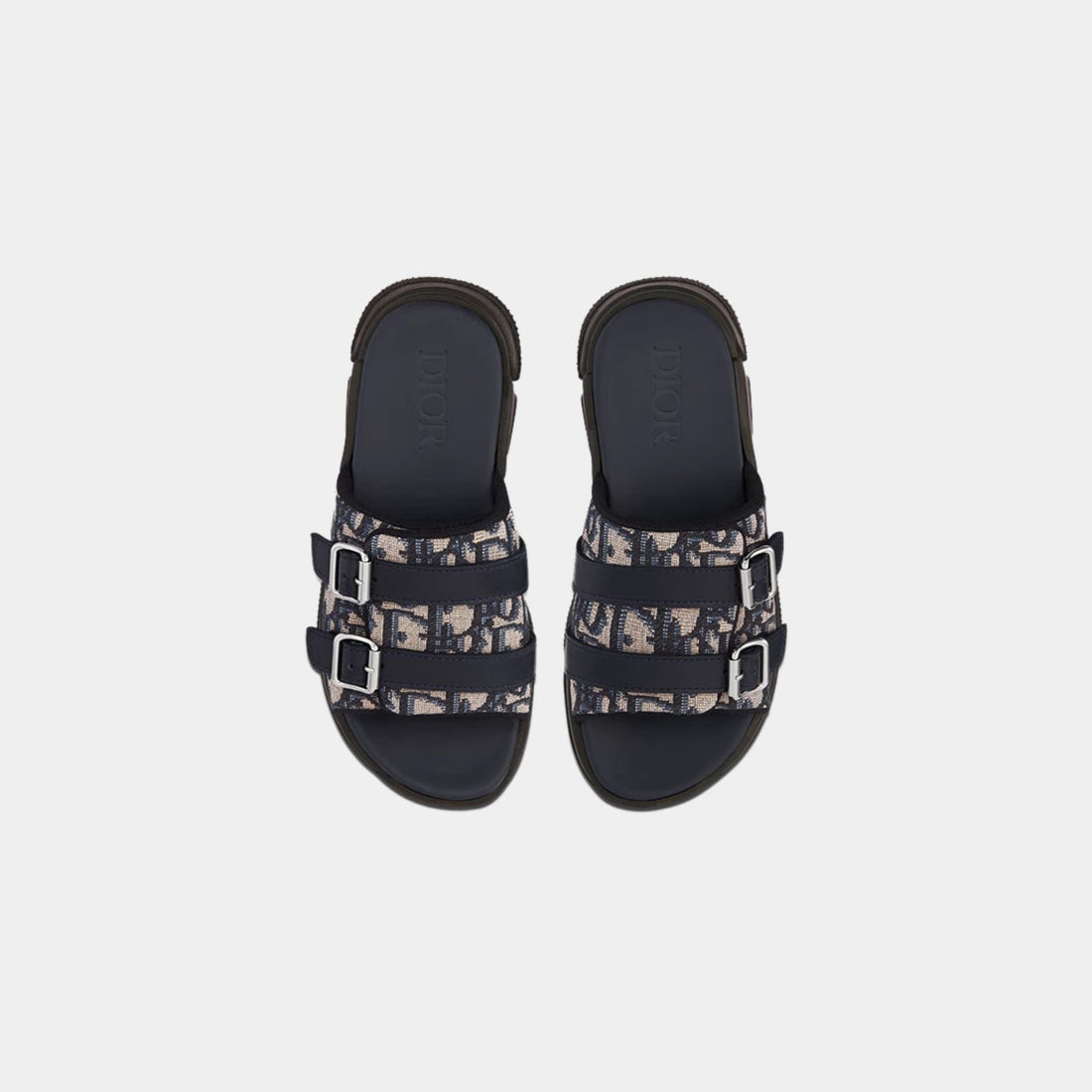 صندل Dior Kids بيج وأسود من جاكار تقني Dior Oblique، جزء علوي