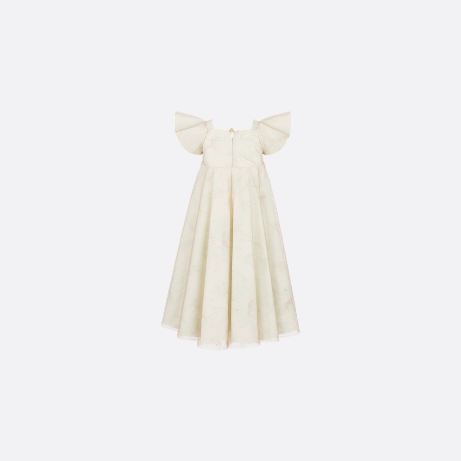 Dior Kids Sea Green Flared Dress with Tulip Motif &amp; Gold-Tone Tulle, Back