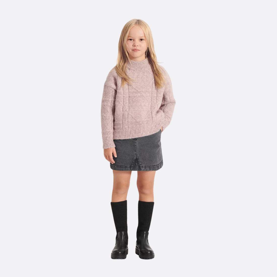 Dior Kids Short Skirt Deep Gray Cotton Denim, Model, Front