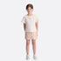 Dior Kids Short Skirt Pale Pink Cannage Satin Finish Technical Fabric, Model, Front View