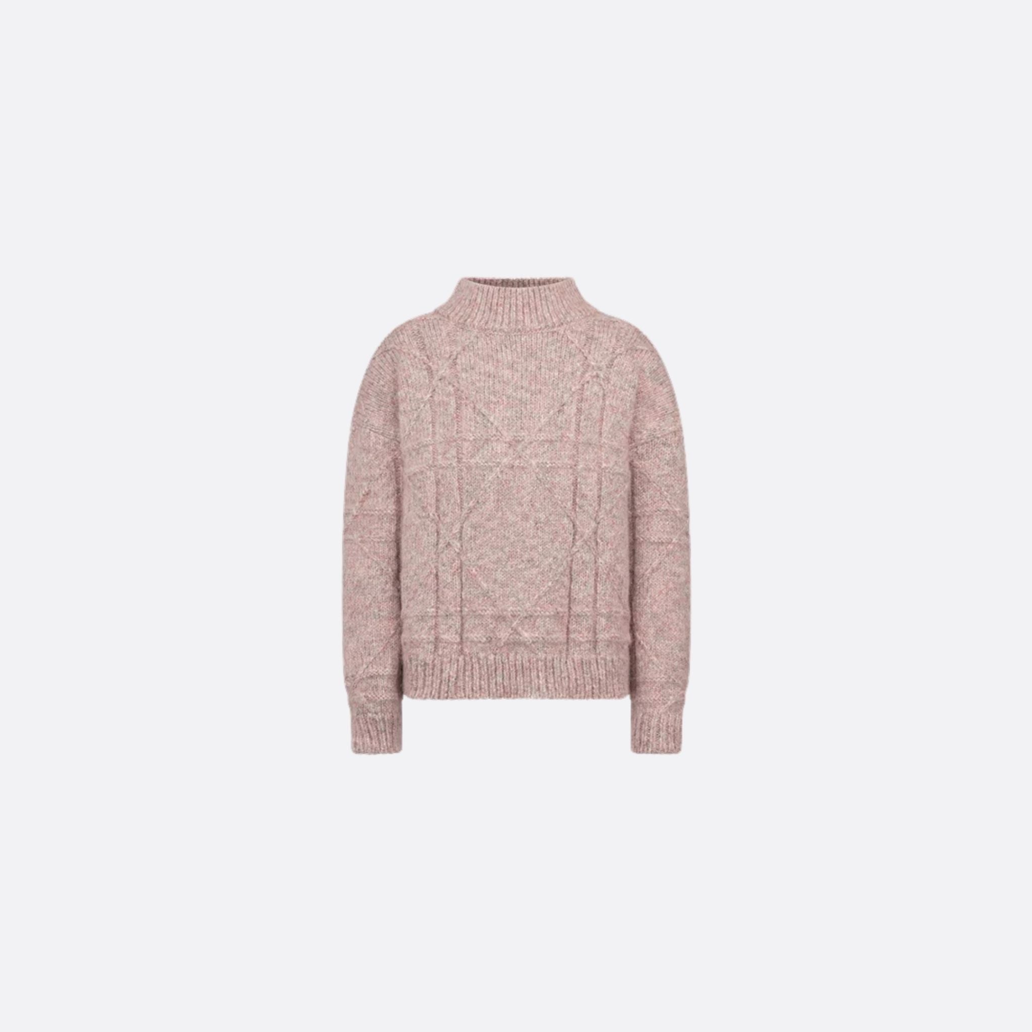 Dior Kids Sweater Antique Pink Cotton Alpaca Wool Mouliné Knit, Front View