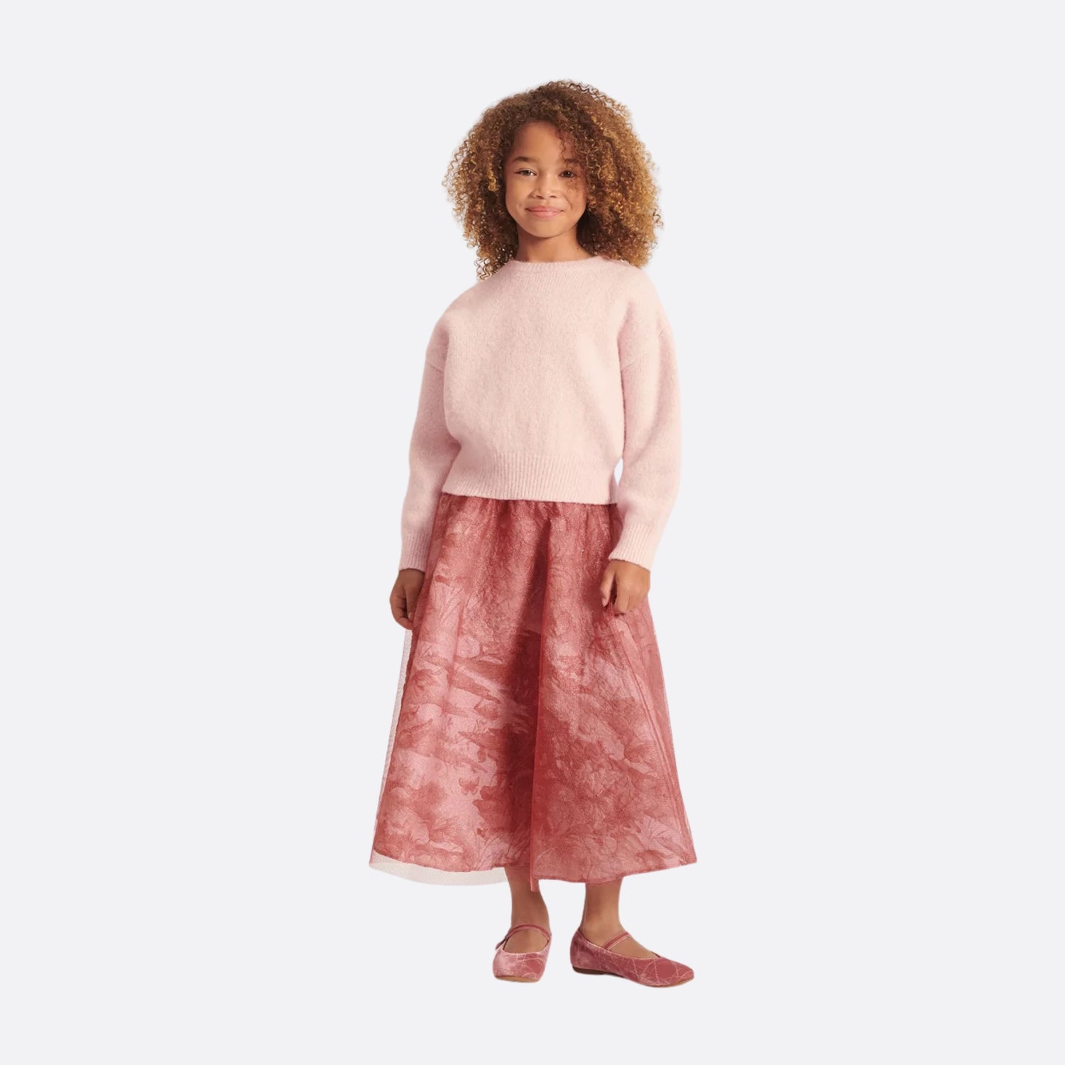 Dior Kids Sweater Pale Pink Alpaca and Wool-Blend Knit, Model, Front