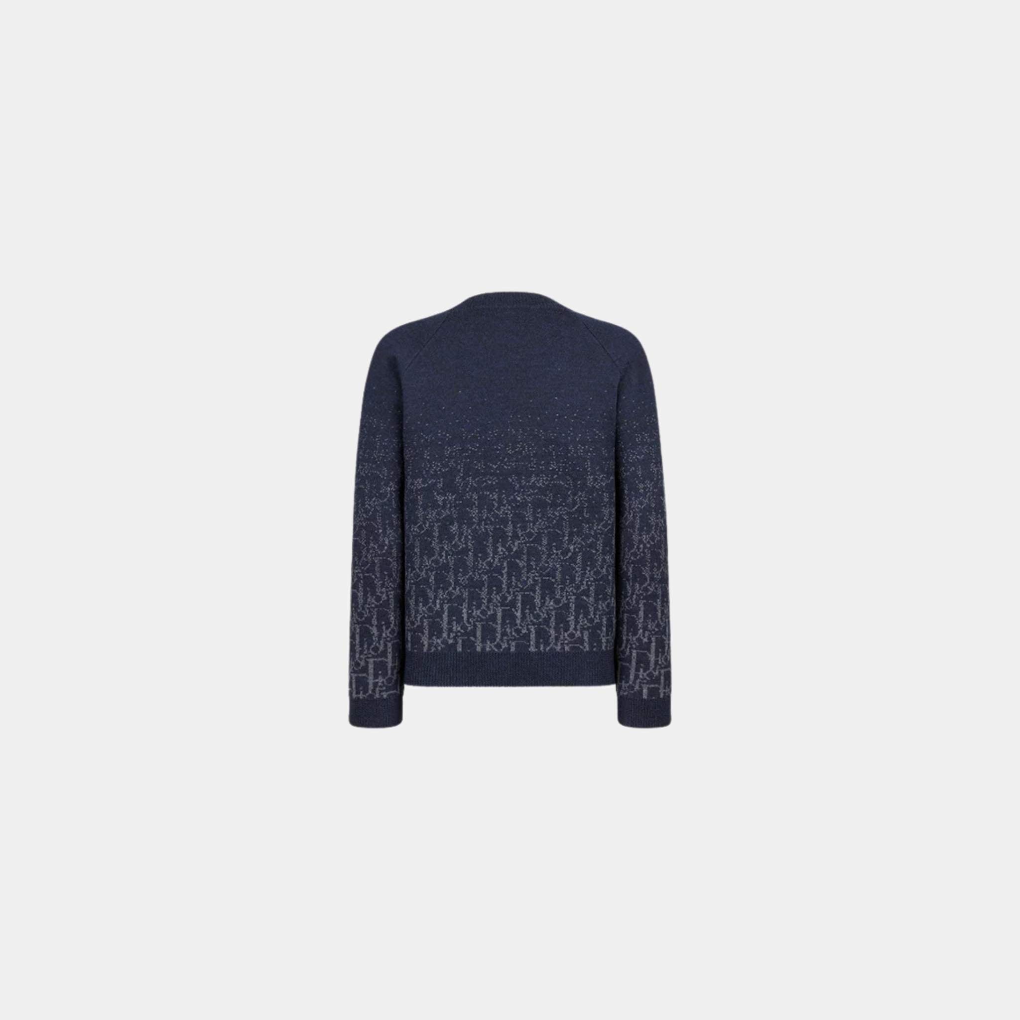 Dior Kids Sweater Wool Knit Gradient Dior Oblique Jacquard, Navy Blue, Back