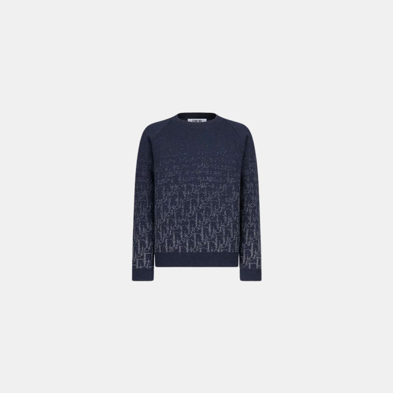 Dior Kids Sweater Wool Knit Gradient Dior Oblique Jacquard, Navy Blue, Front