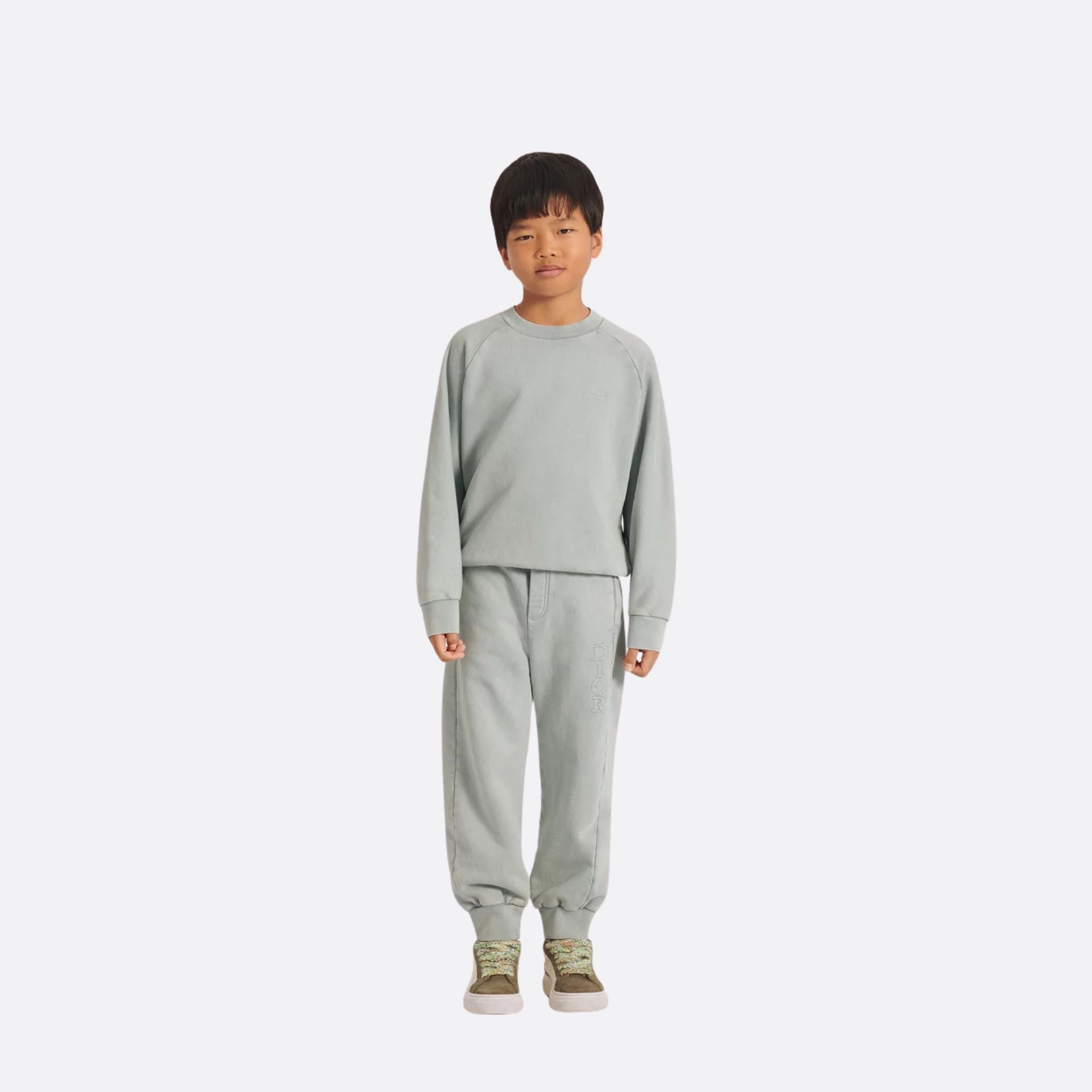 Dior Kids Sweatshirt Gray-Blue Cotton Fleece, Model