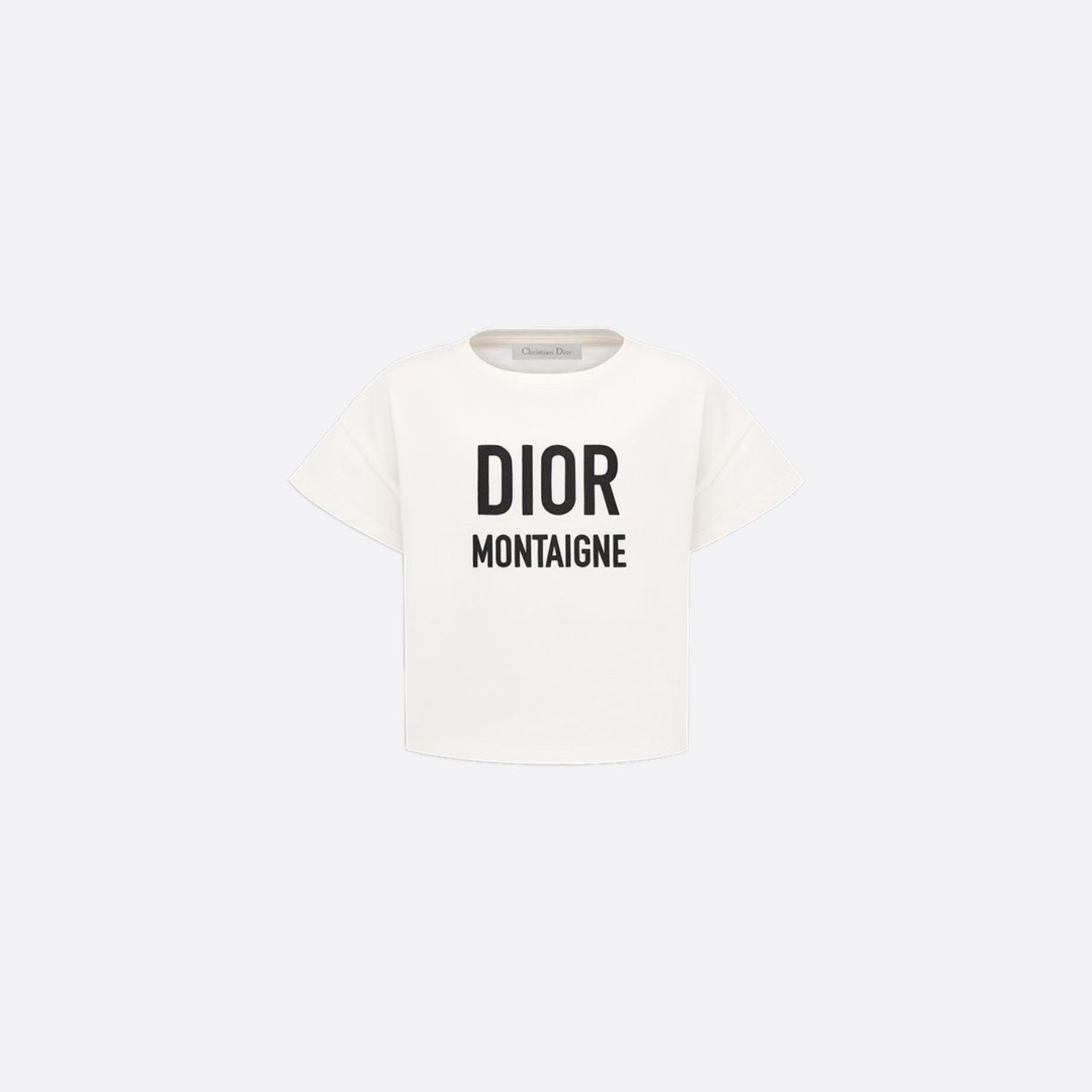 Dior Kids T-Shirt Ivory Cotton Jersey Black Dior Montaigne Print, Front