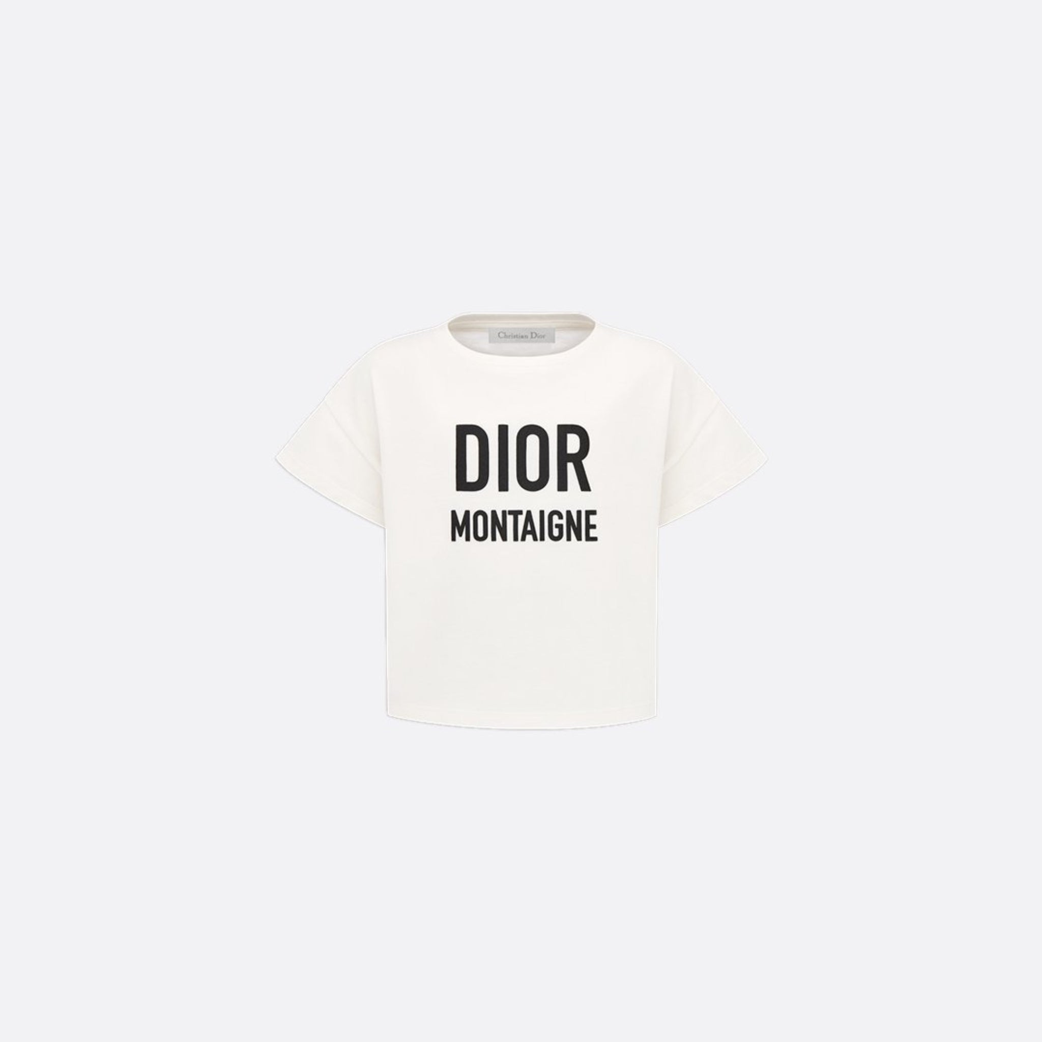 Dior Kids T-Shirt Ivory Cotton Jersey Black Dior Montaigne Print, Front