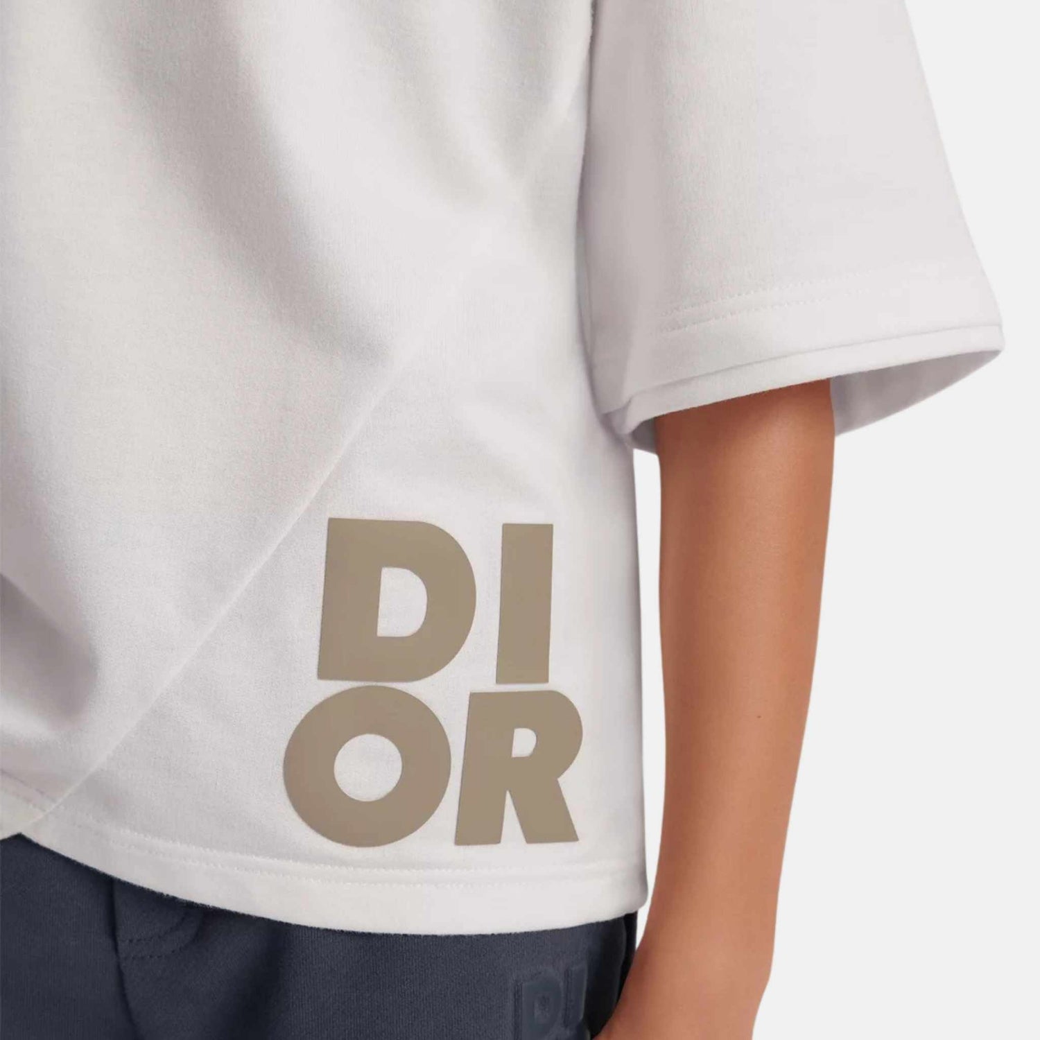 Dior Kids T-Shirt Ivory Cotton Jersey, Closeup