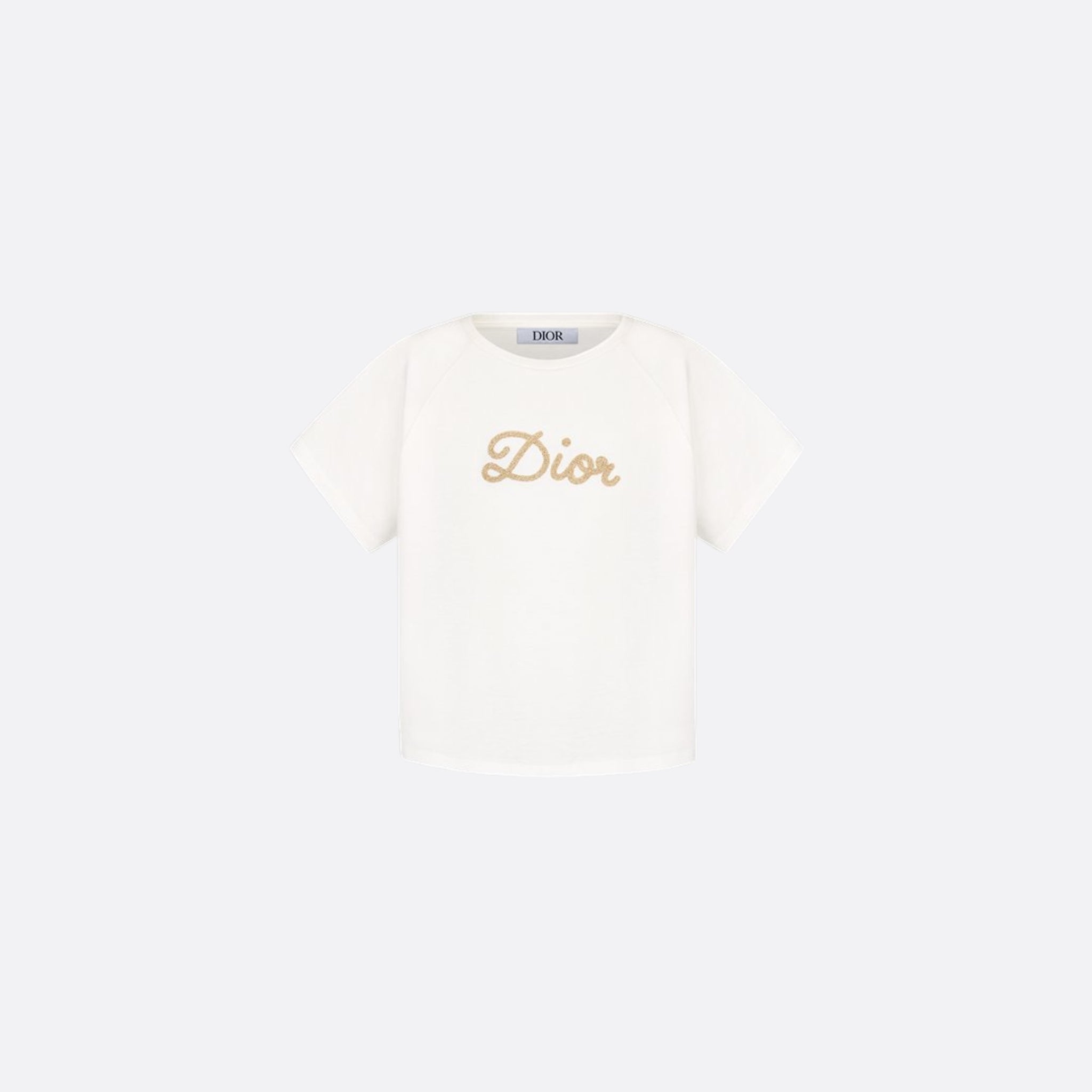 Dior Kids T-Shirt Ivory Cotton Jersey, Gold Tone, Front