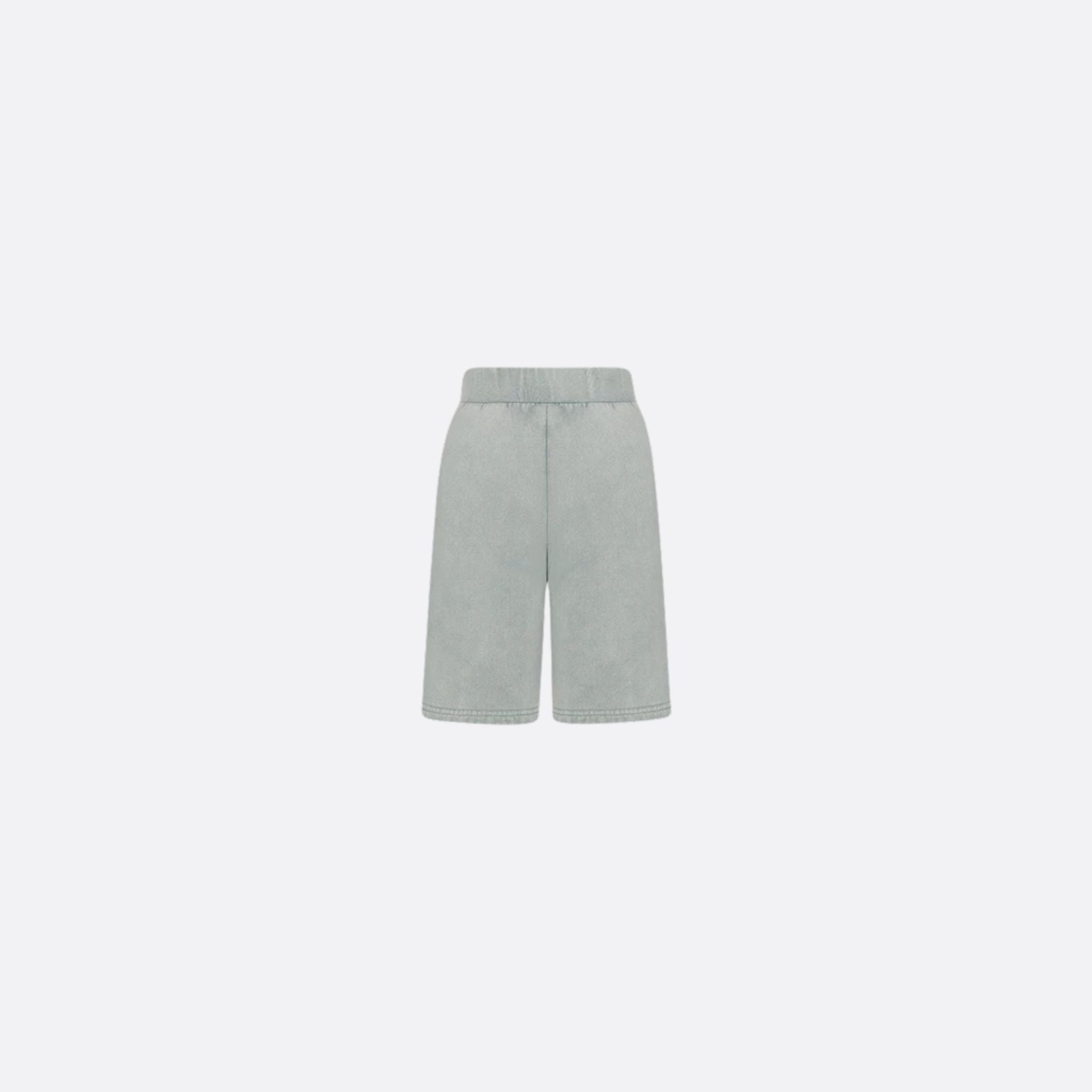 Dior Kids Track Shorts Gray-Blue Cotton Fleece, Back