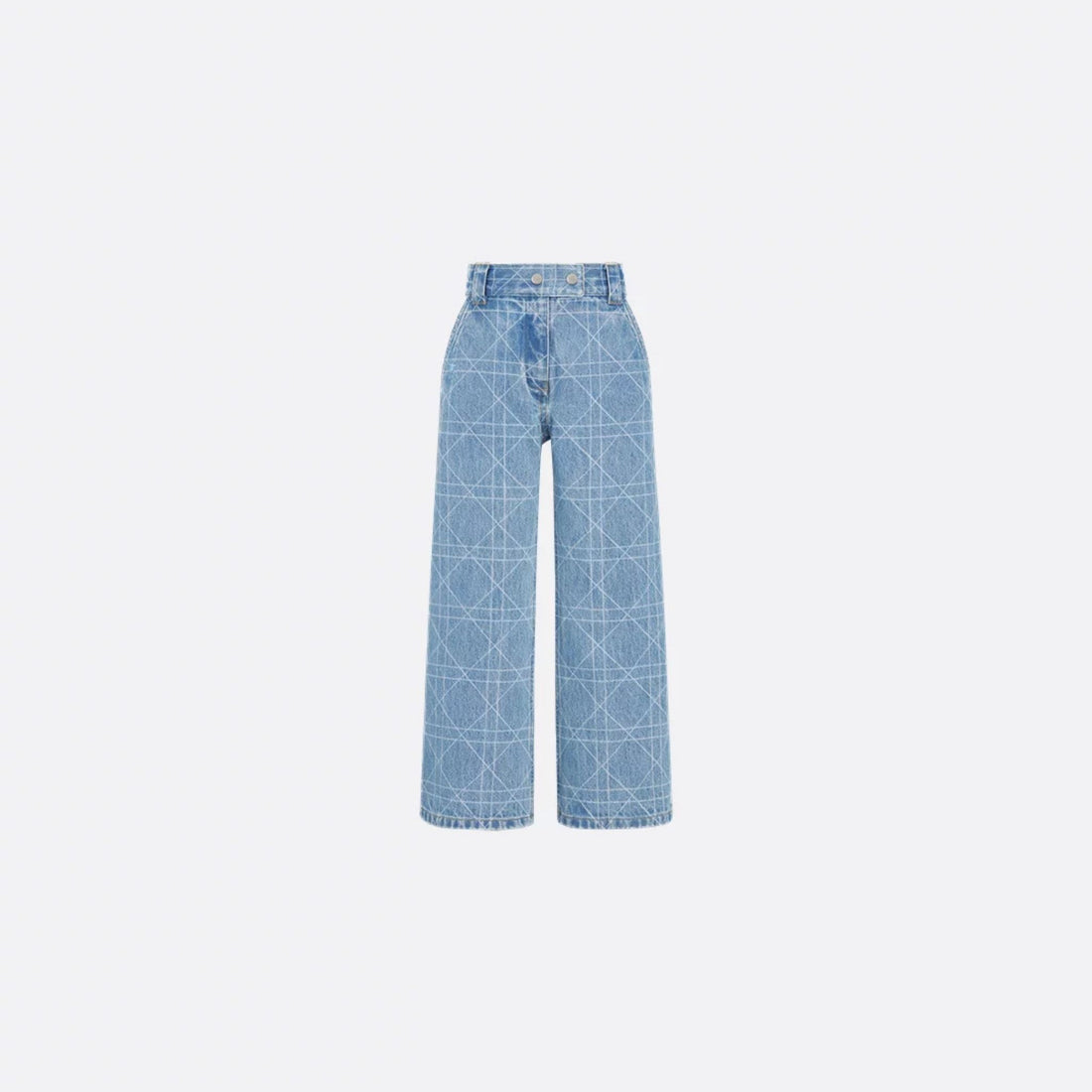 Dior Kids Wide-Leg Pants Blue Cannage Cotton Denim, Front