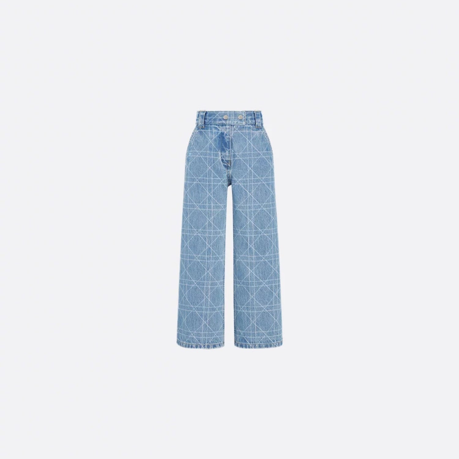 Dior Kids Wide-Leg Pants Blue Cannage Cotton Denim, Front