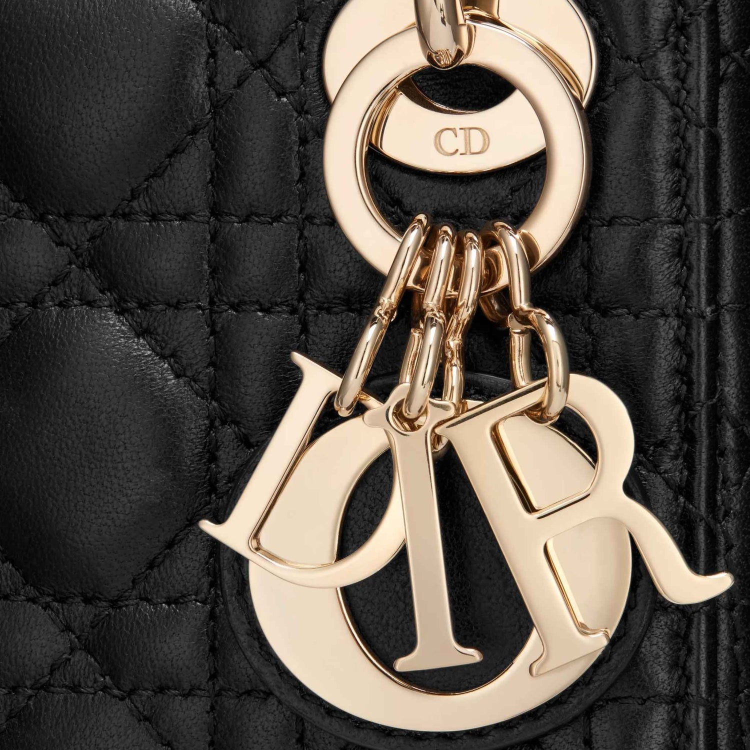 Dior Lady Dior Micro Bag , Black, Logo Closeup