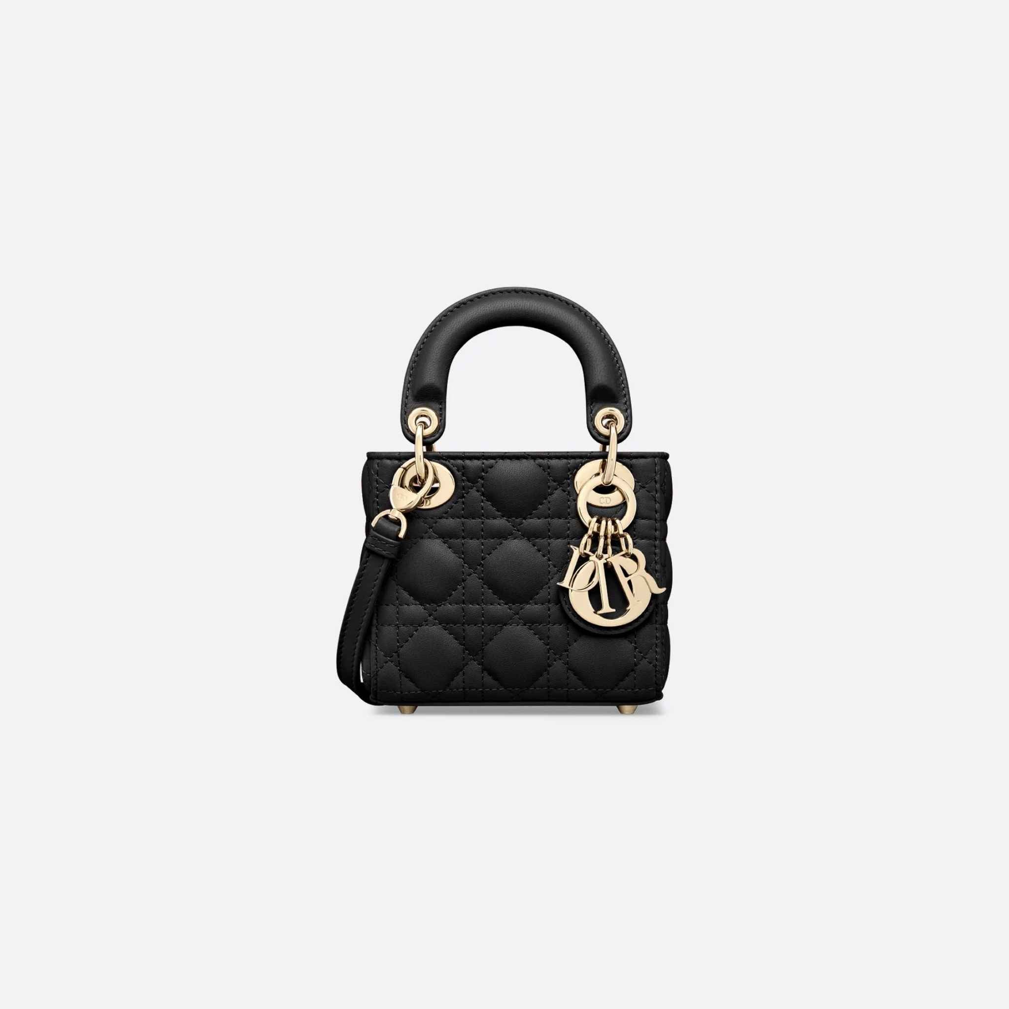 Dior Lady Dior Micro Bag , Black, front