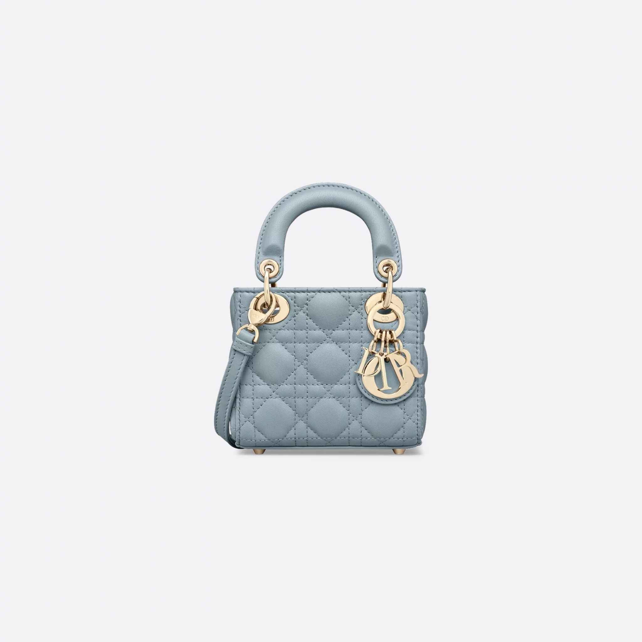 Dior Lady Dior Micro Bag , Cloud Blue, Front