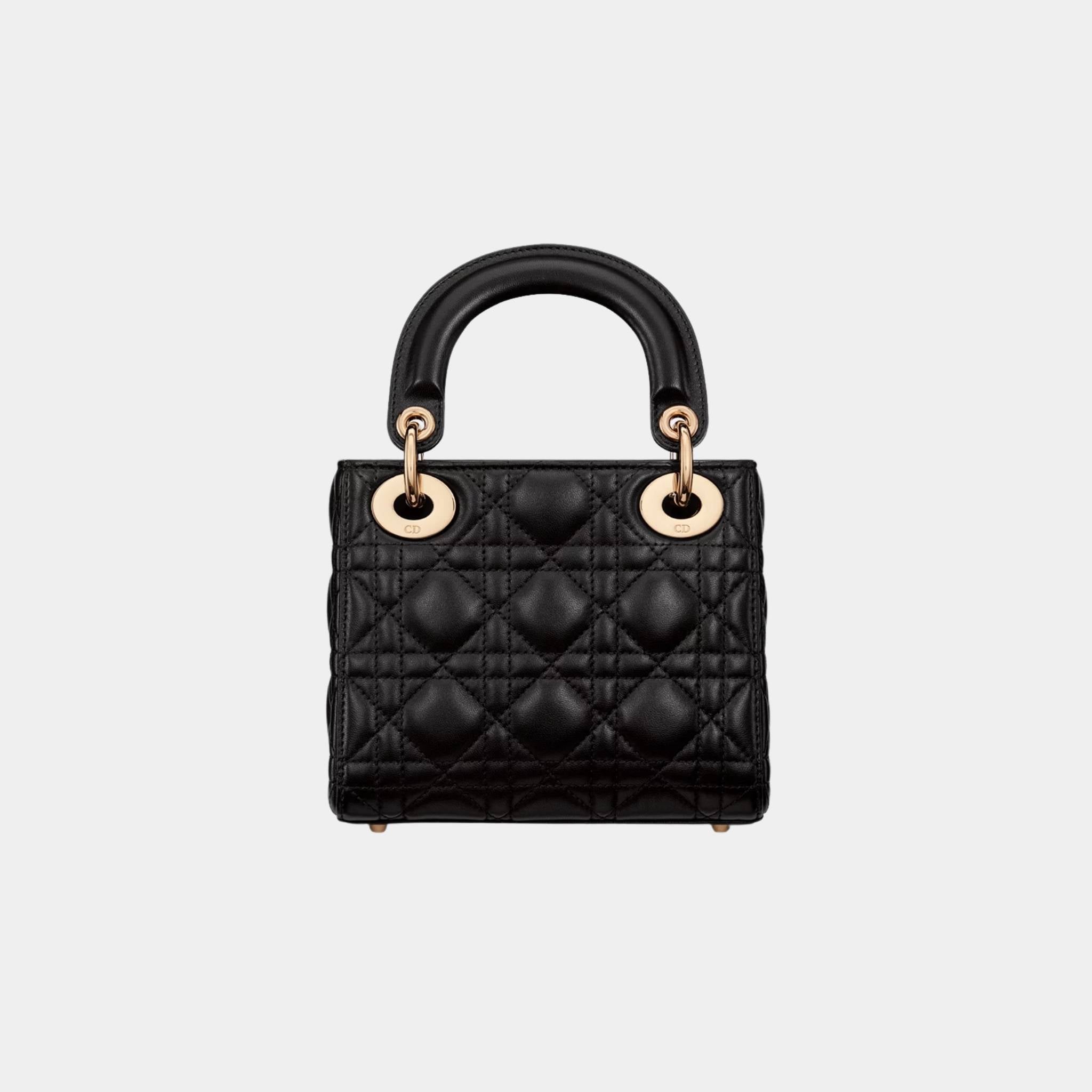Lady Dior Mini Bag Cannage Lambskin, Black, Back