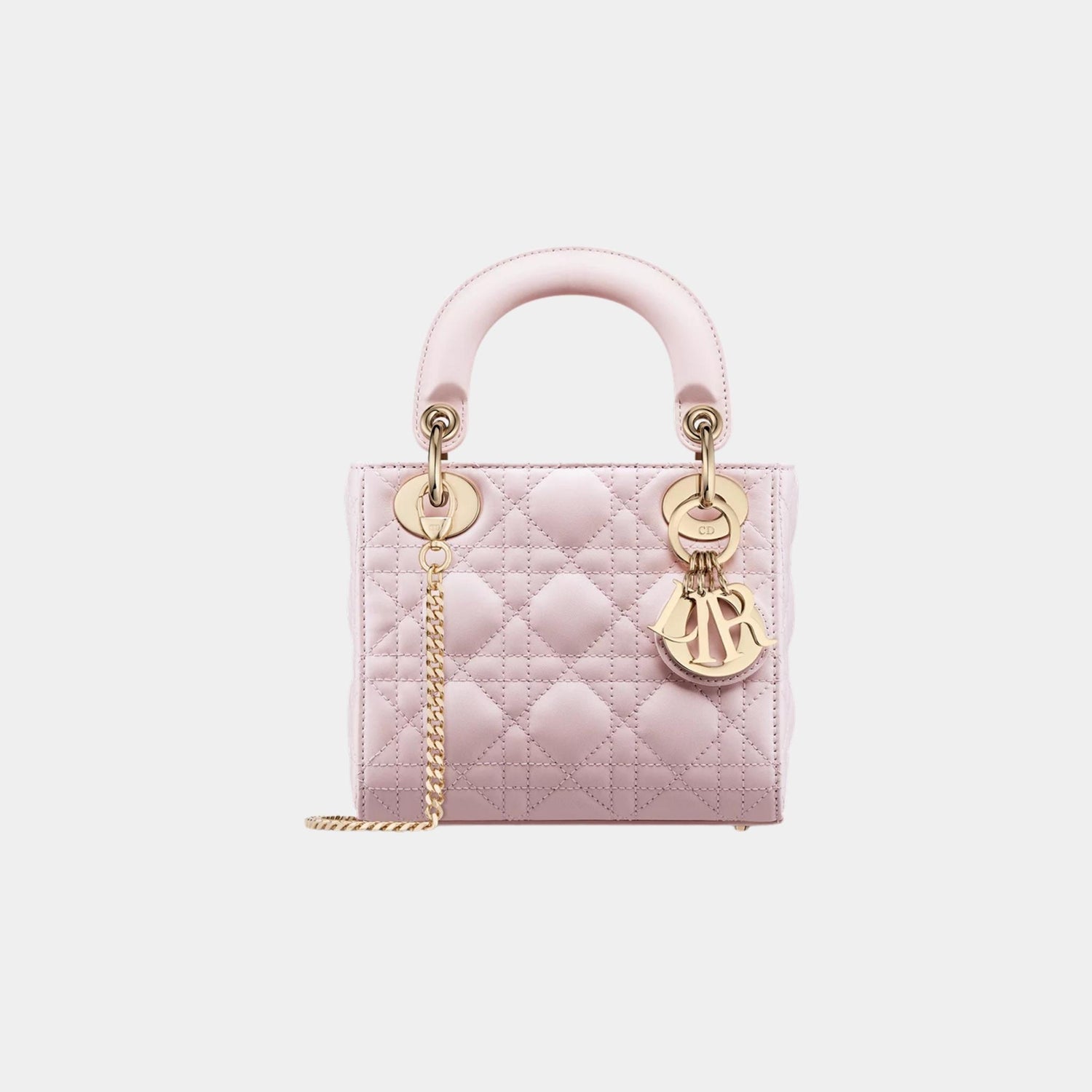 Lady Dior Mini Bag Cannage Lambskin, Blush Pink, Front
