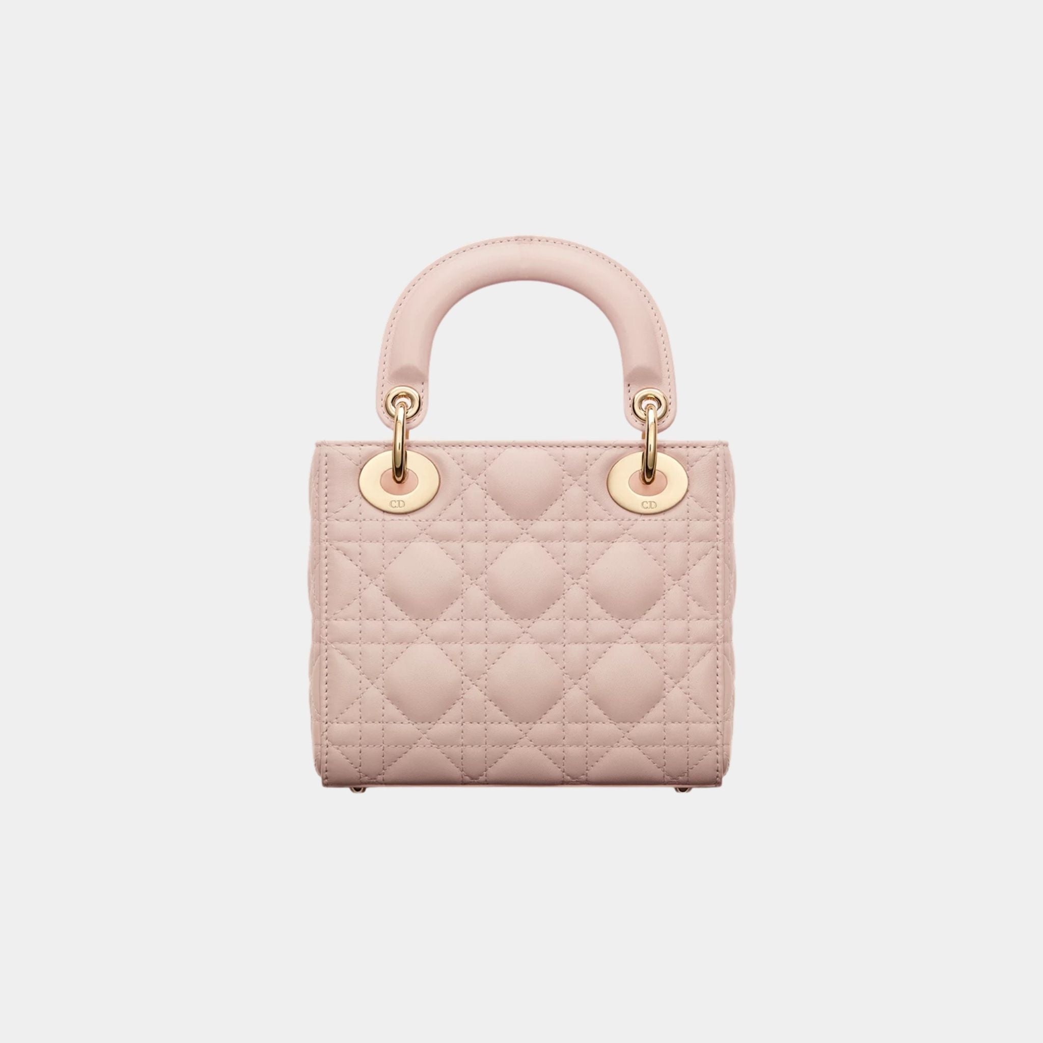 Lady Dior Mini Bag Cannage Lambskin, Powder Pink, Back