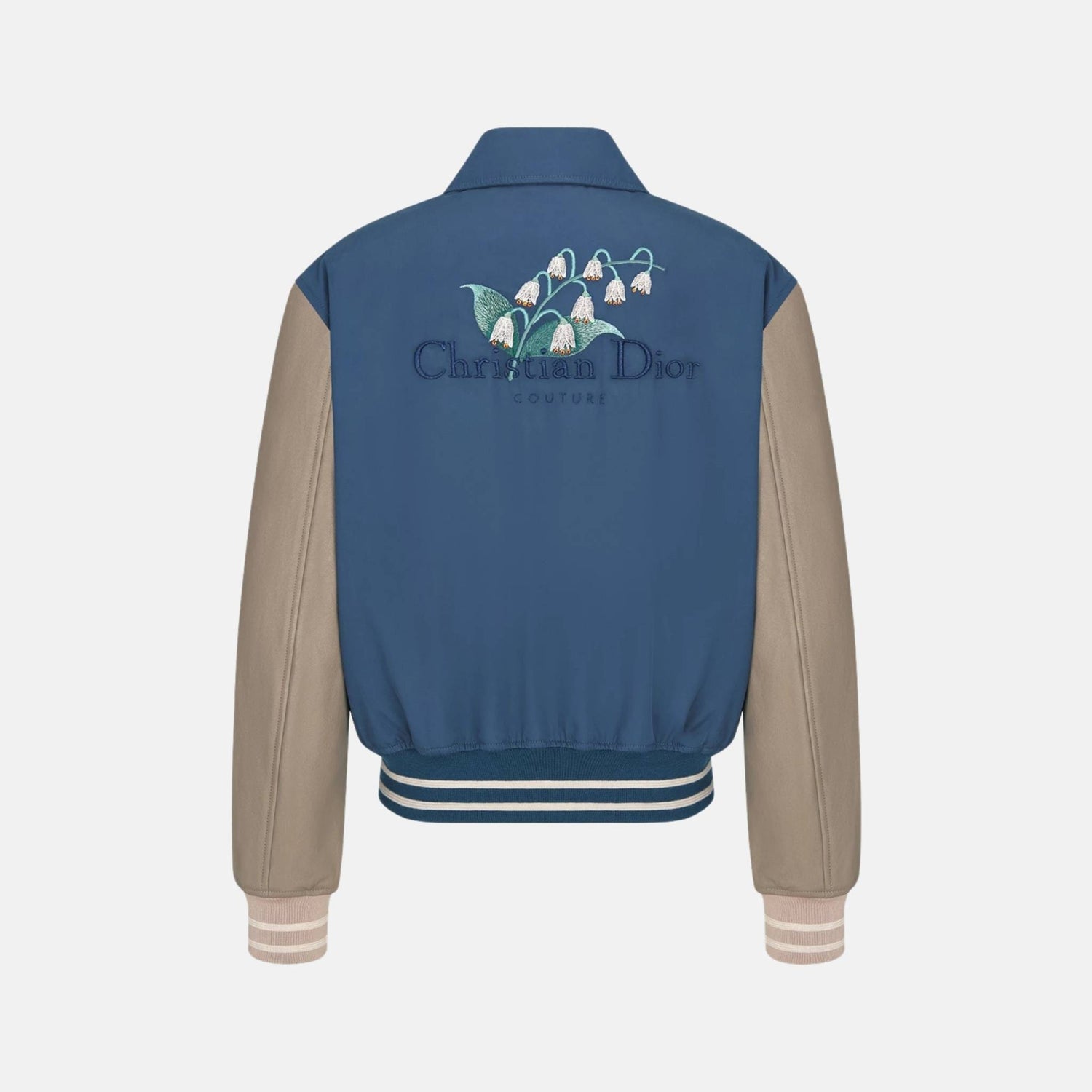 Dior Lily Of The Valley Varsity Jacket In Cotton Twill And Lambskin, Back