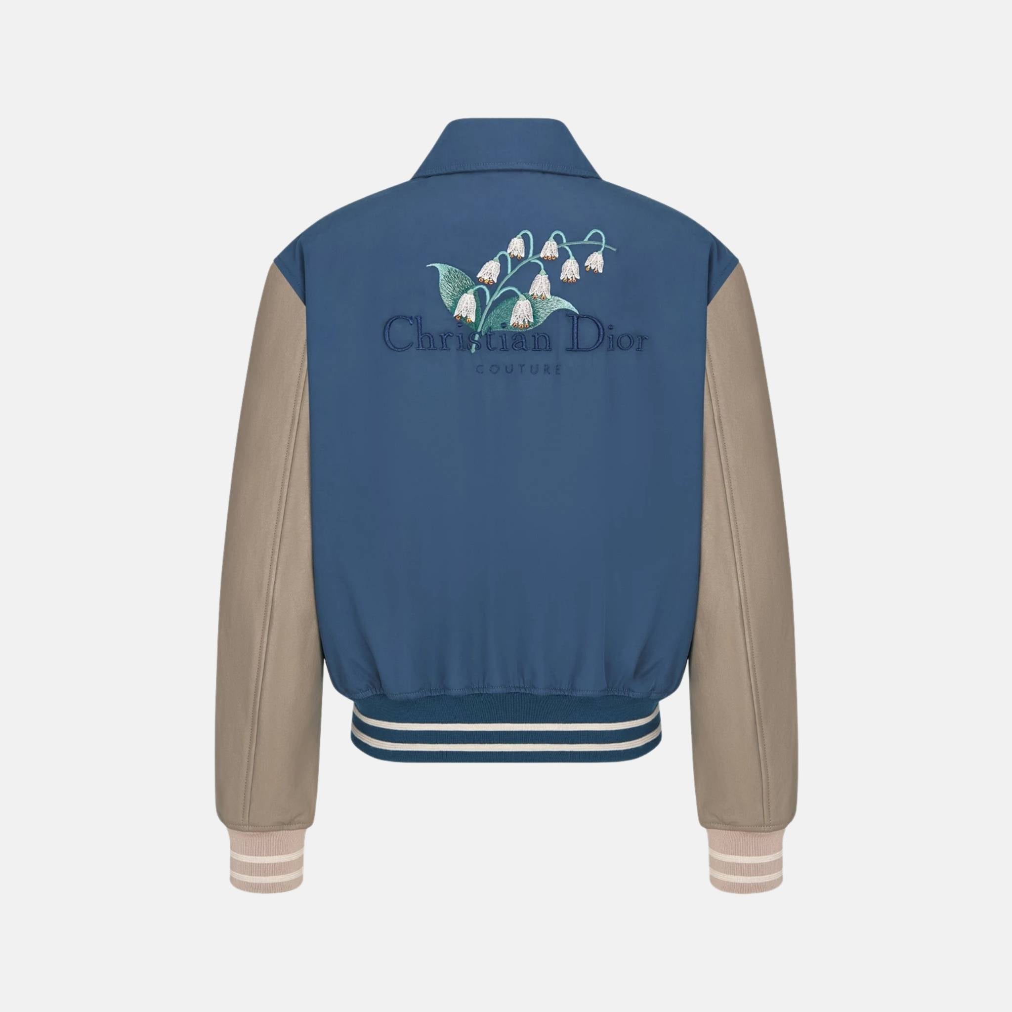 Dior Lily Of The Valley Varsity Jacket In Cotton Twill And Lambskin, Back