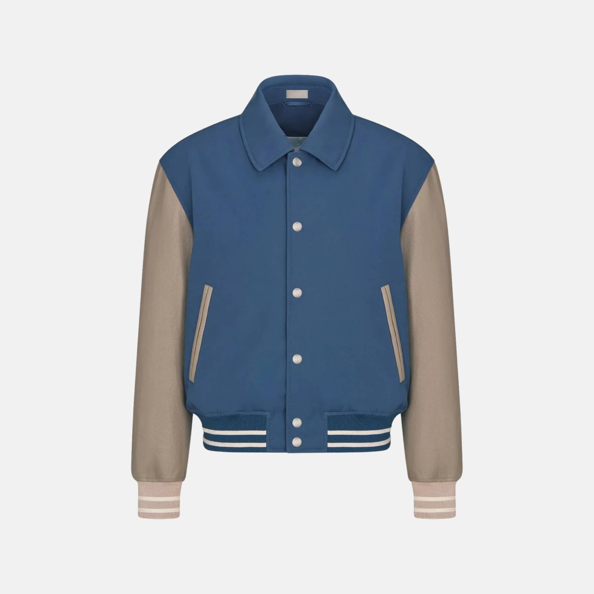 Dior Lily Of The Valley Varsity Jacket In Cotton Twill And Lambskin, Front