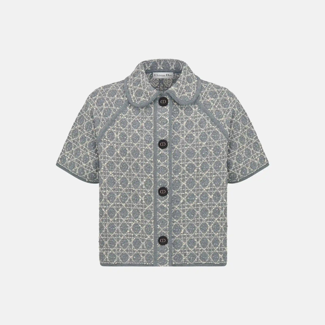 Dior Macrocannage Short Sleeved Jacket In Cotton Blend Tweed, Front