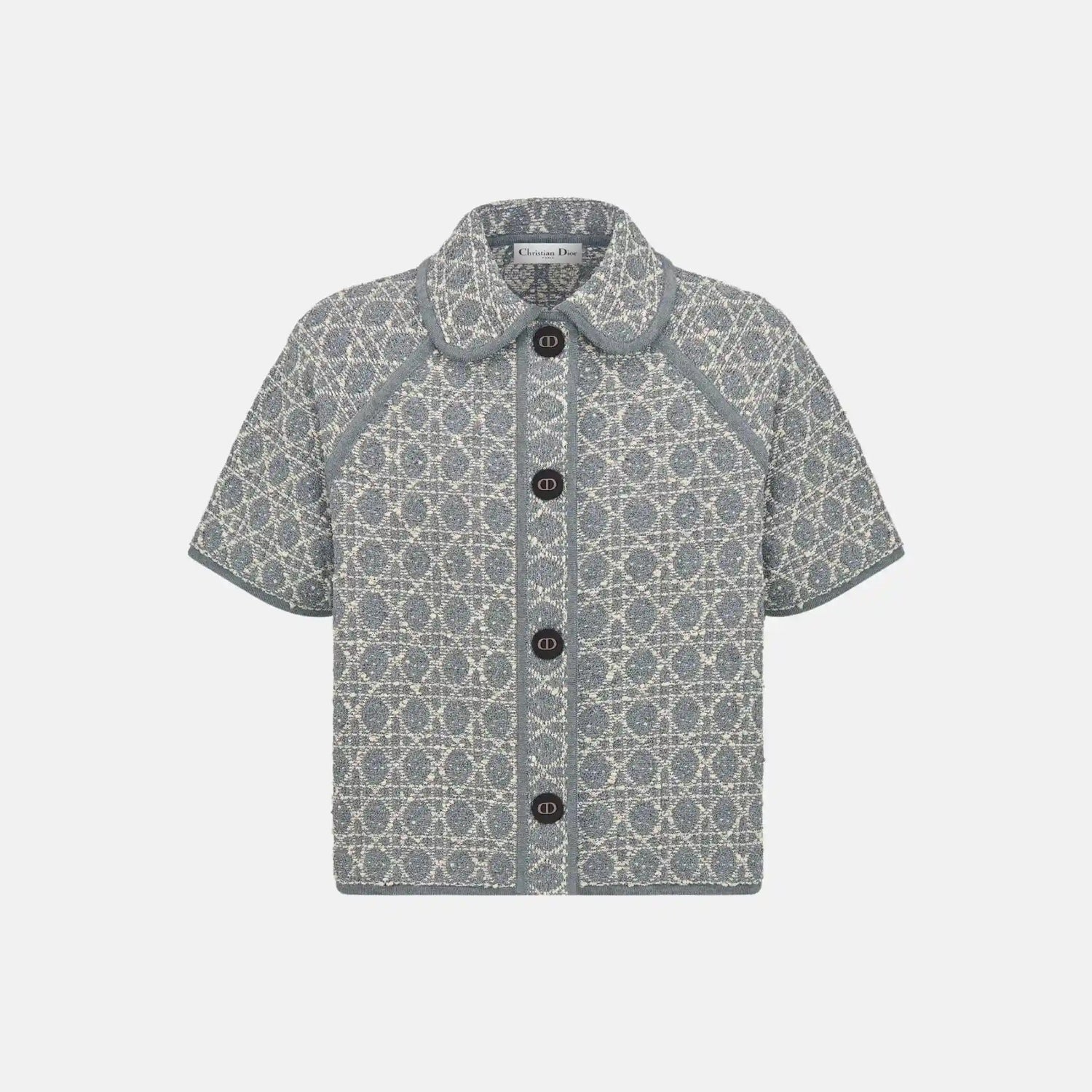 Dior Macrocannage Short Sleeved Jacket In Cotton Blend Tweed, Front