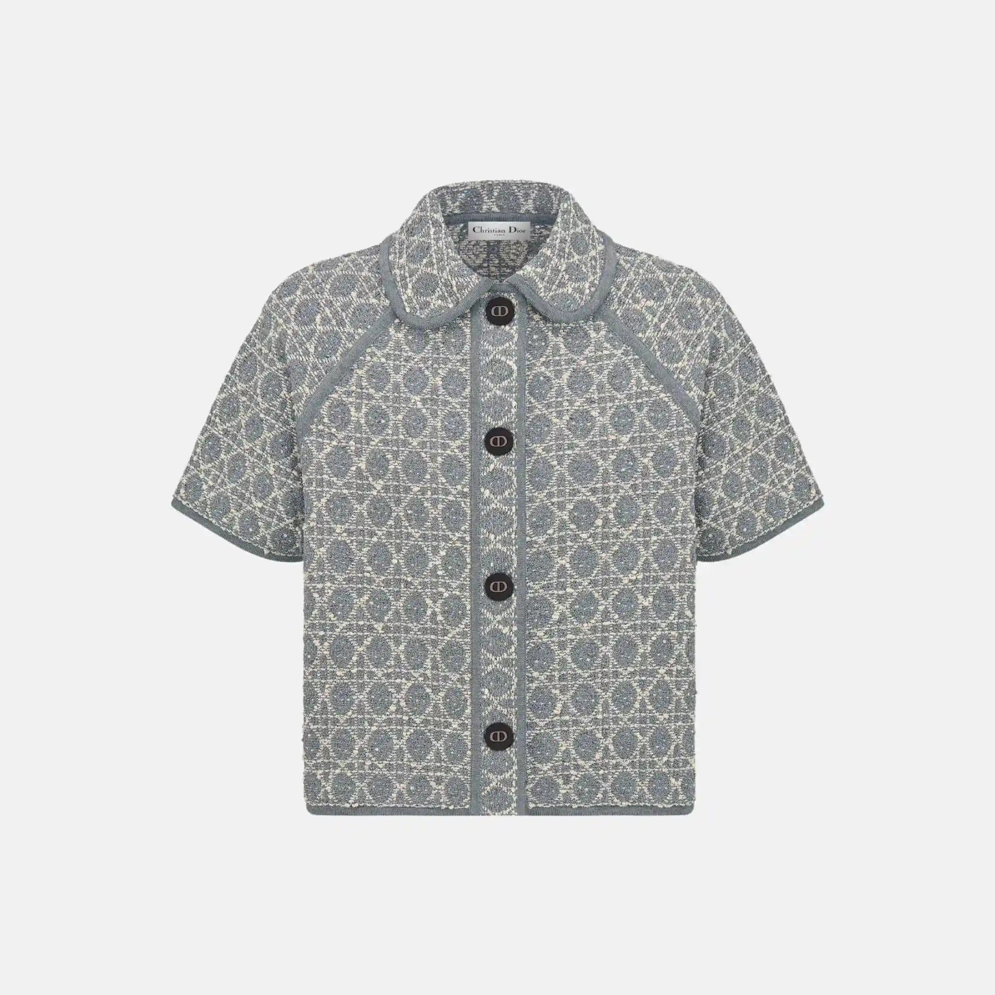 Dior Macrocannage Short Sleeved Jacket In Cotton Blend Tweed, Front