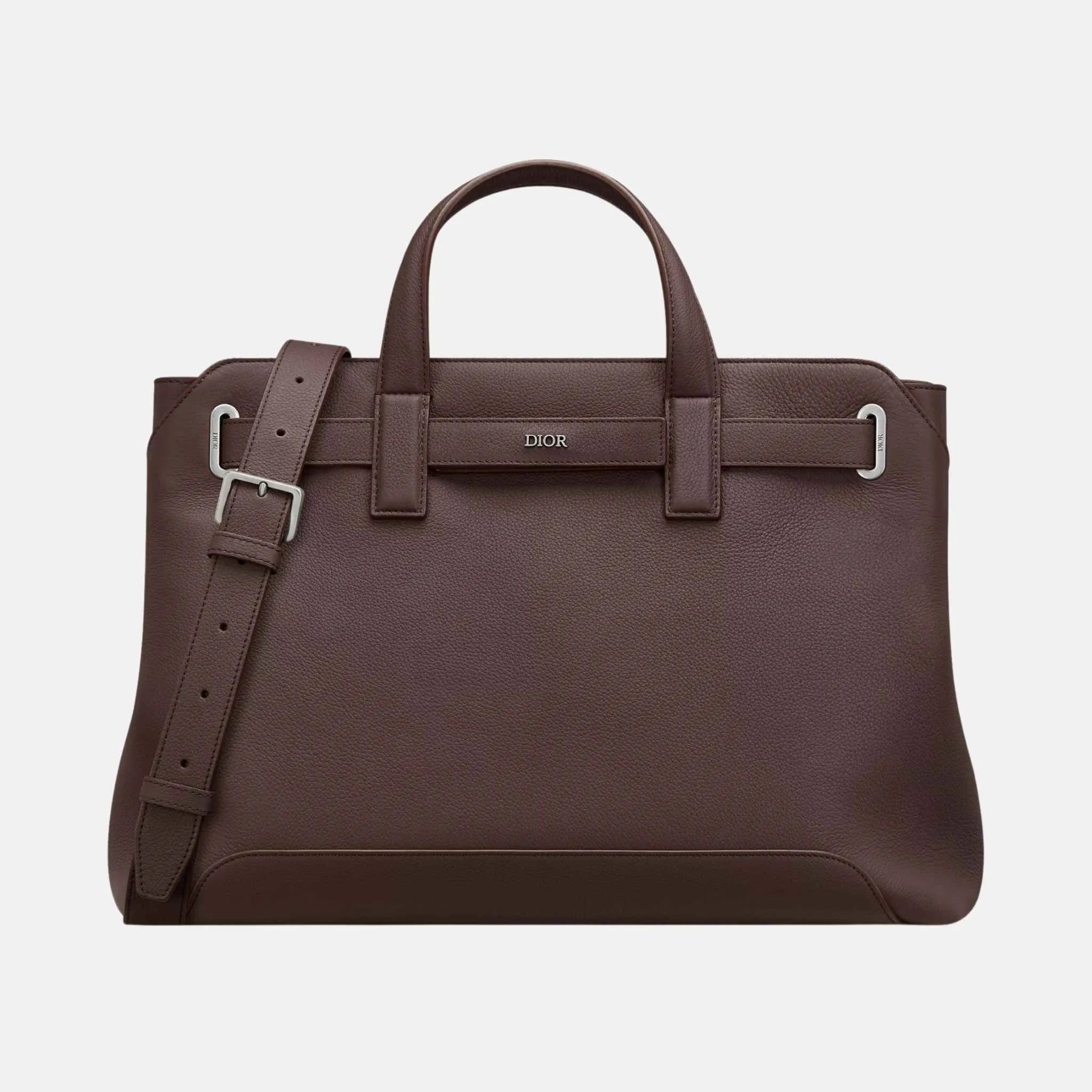 Dior Medium Normandie Tote Bag In Icons Calfskin, Burgundy, Front