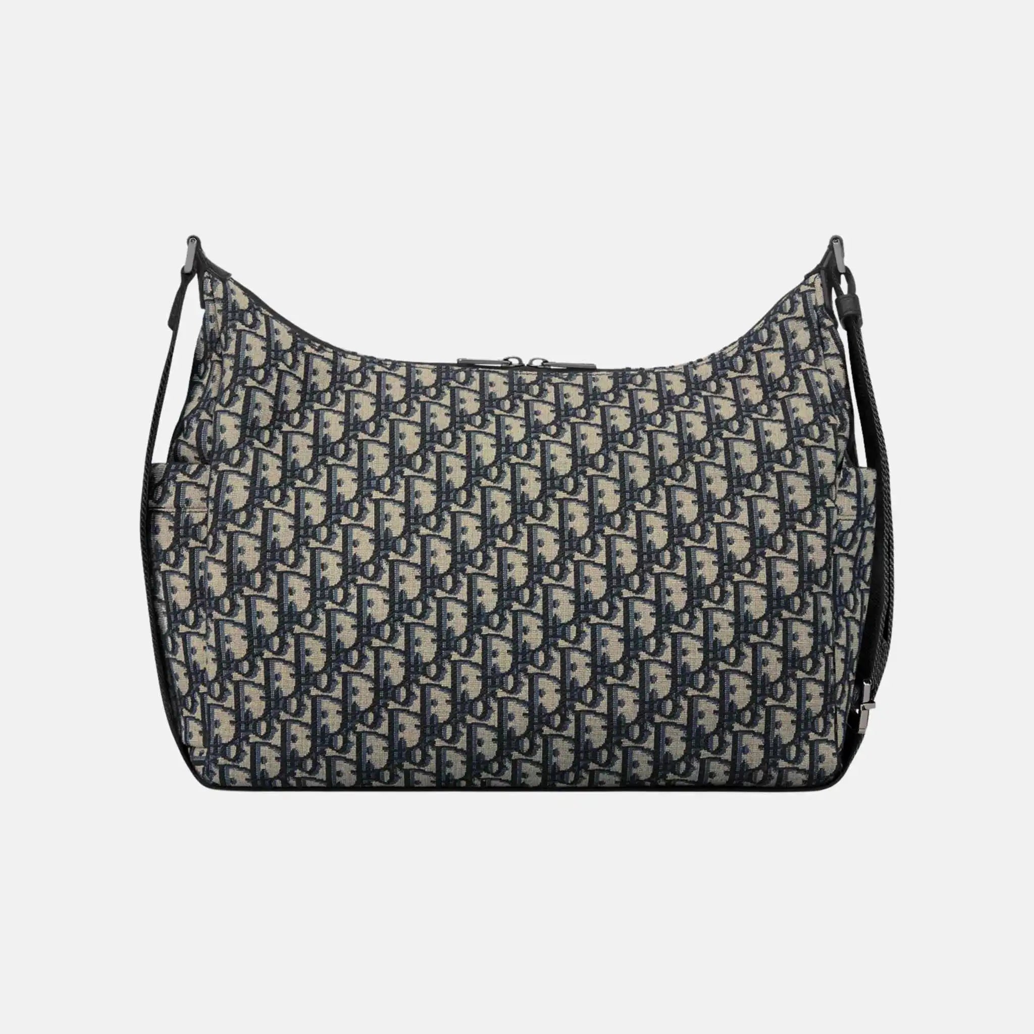 Dior Medium Rider Soft Hobo Bag in Oblique and Grained Calfskin, Beige, Back