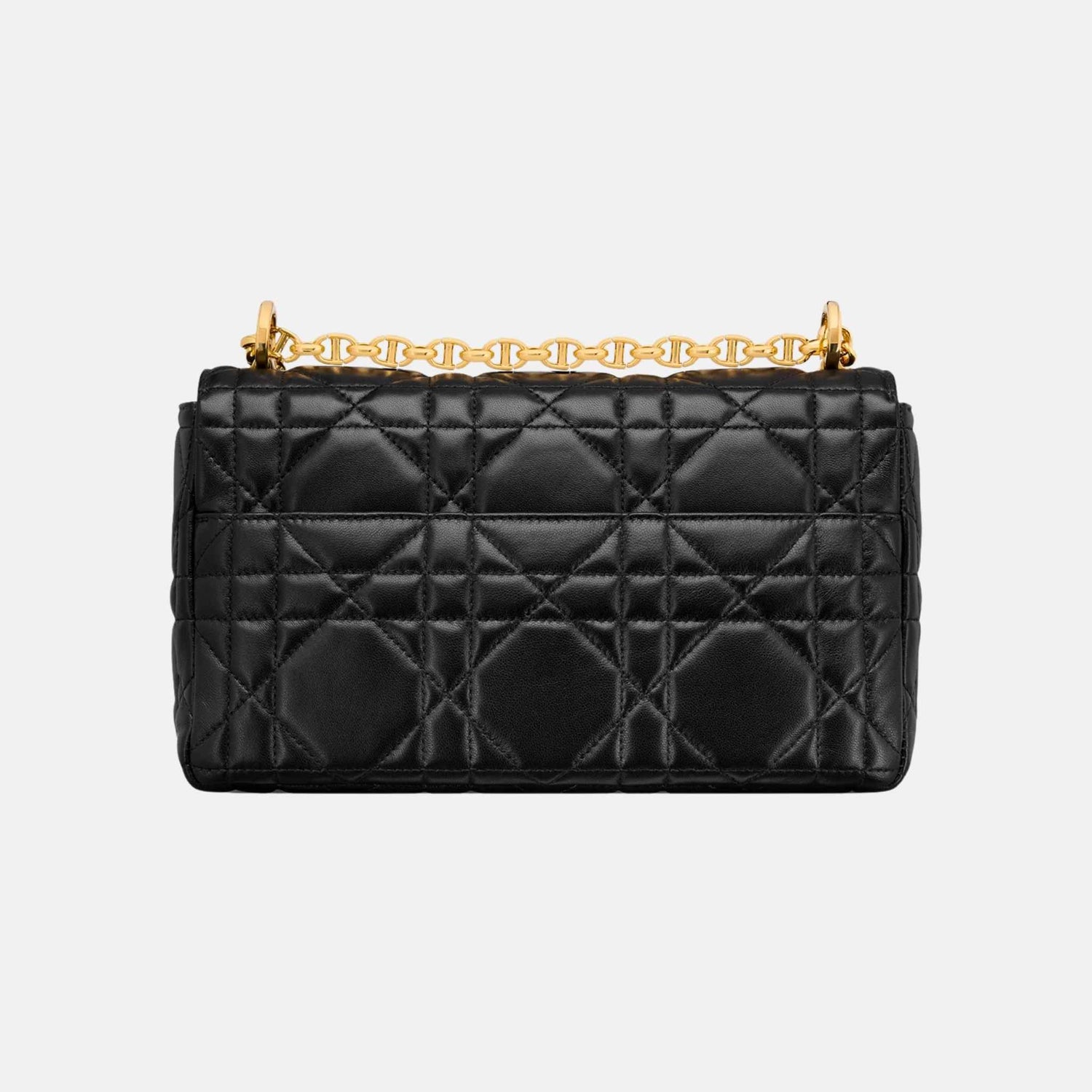 Dior Medium Soft Caro Bag In Macrocannage Lambskin, Black, Back