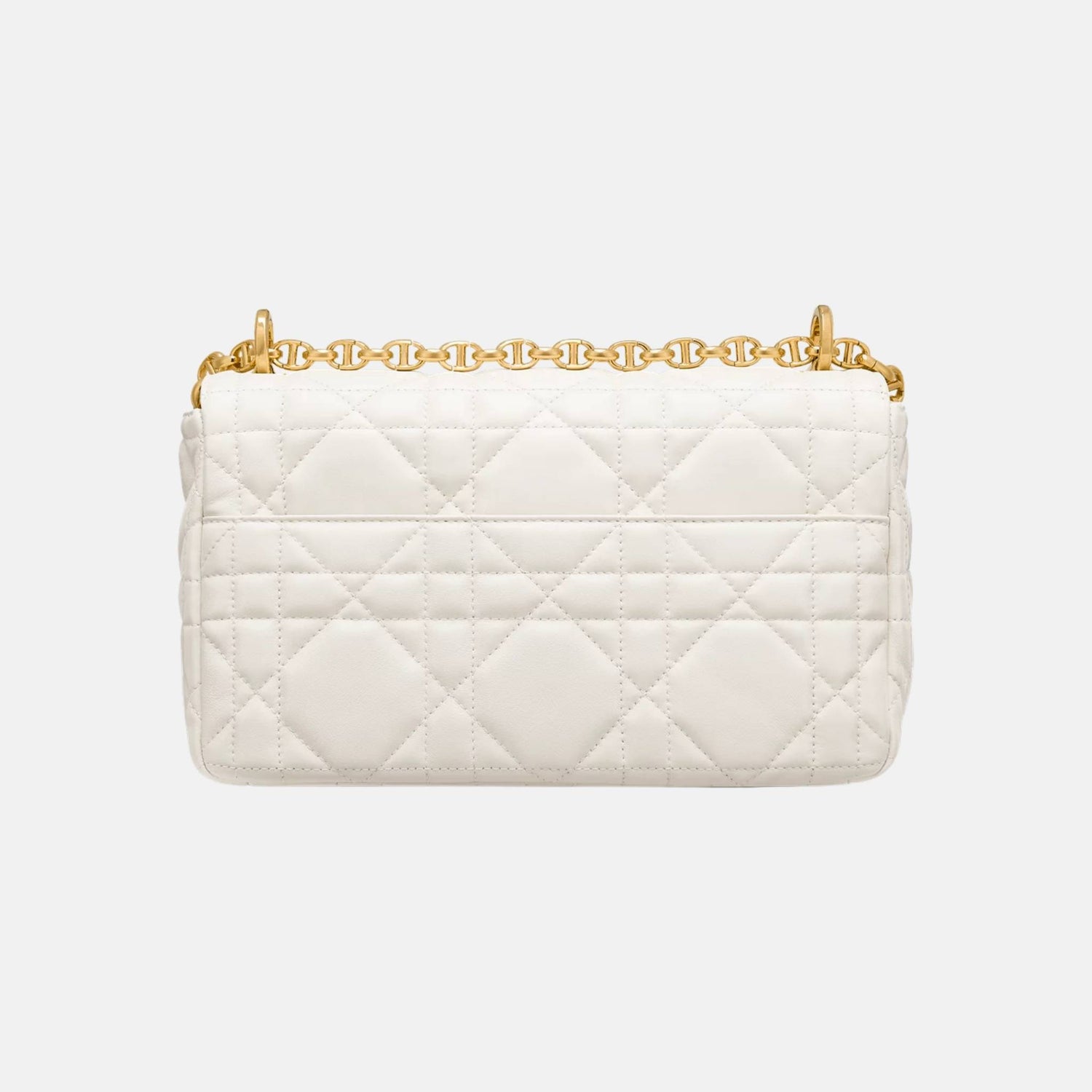 Dior Medium Soft Caro Bag In Macrocannage Lambskin, Latte, Back